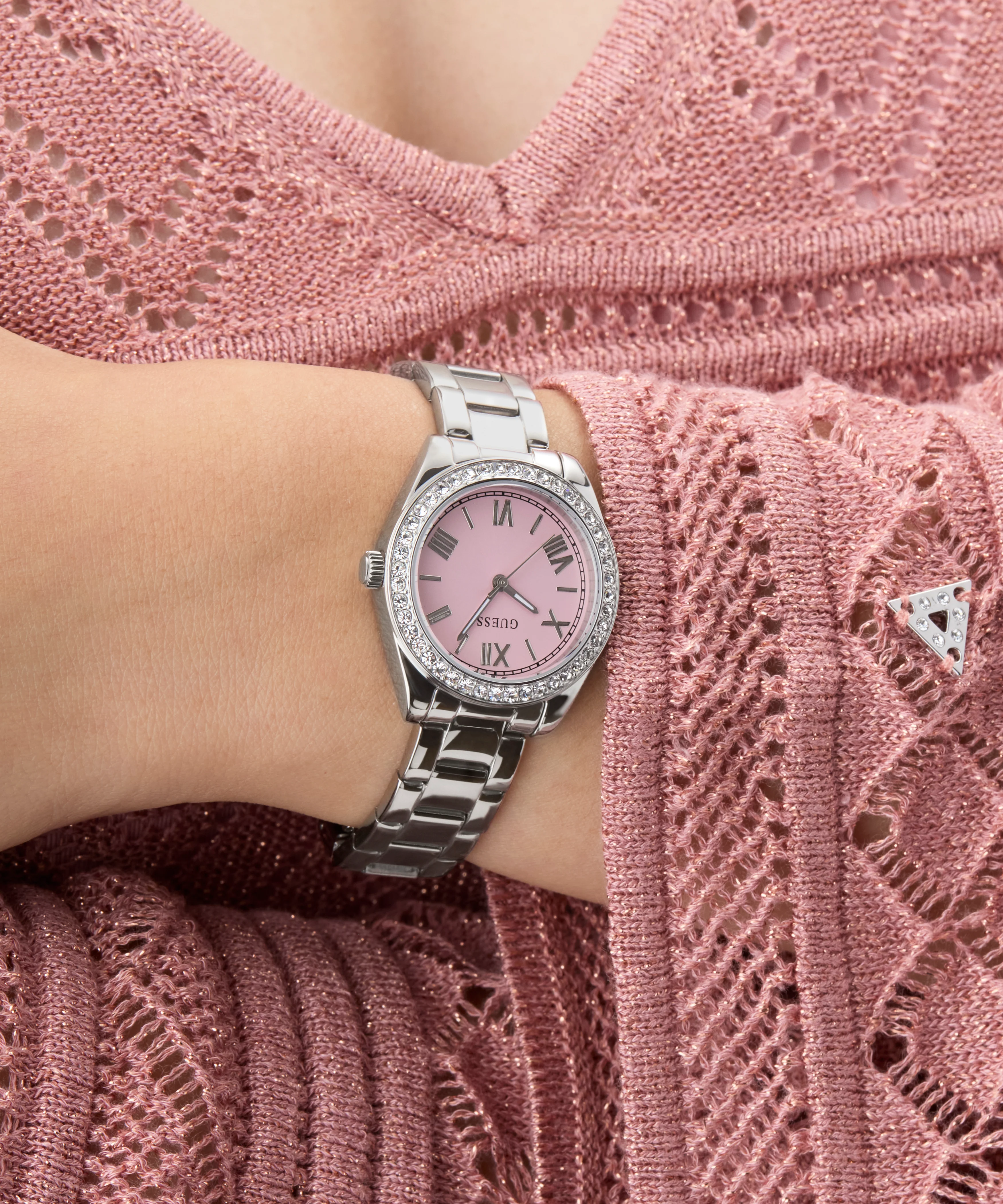 GUESS Mini Luna Ladies Silver Tone Analog Watch