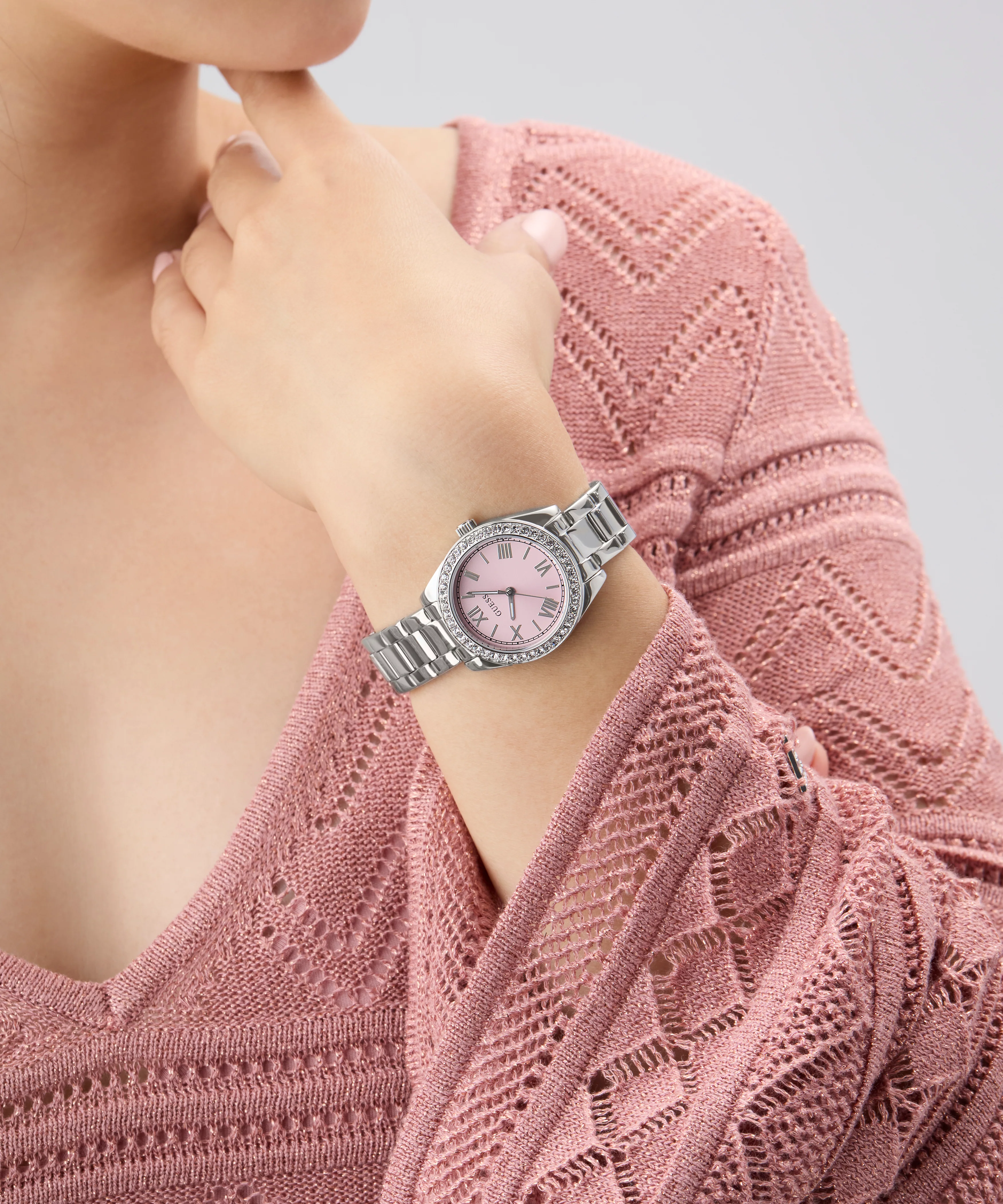 GUESS Mini Luna Ladies Silver Tone Analog Watch