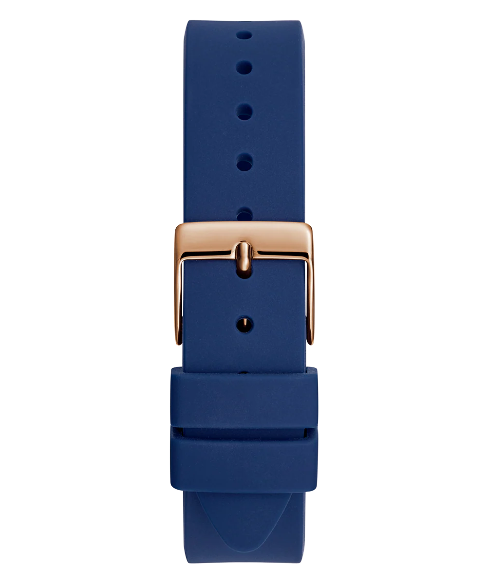 GUESS Ladies Blue Rose Gold Tone Analog Watch