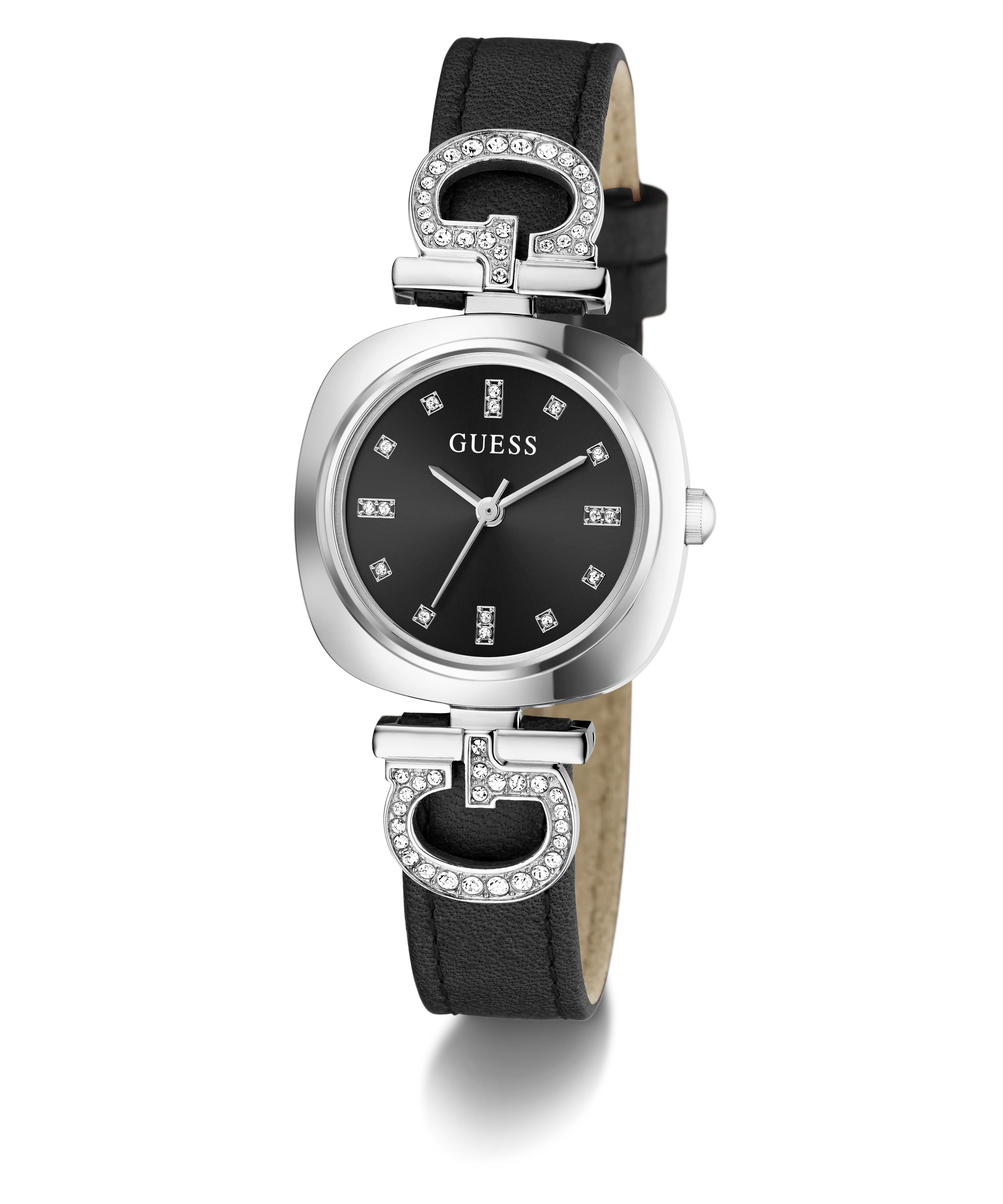 GUESS Ladies Black Silver Tone Analog Watch