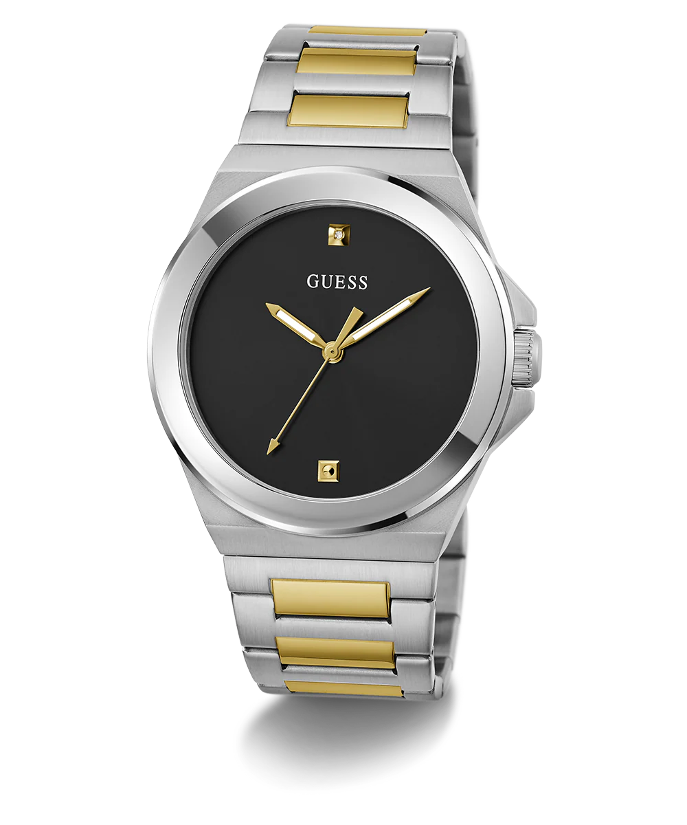 GUESS Mens 2-Tone Silver Tone Analog Watch