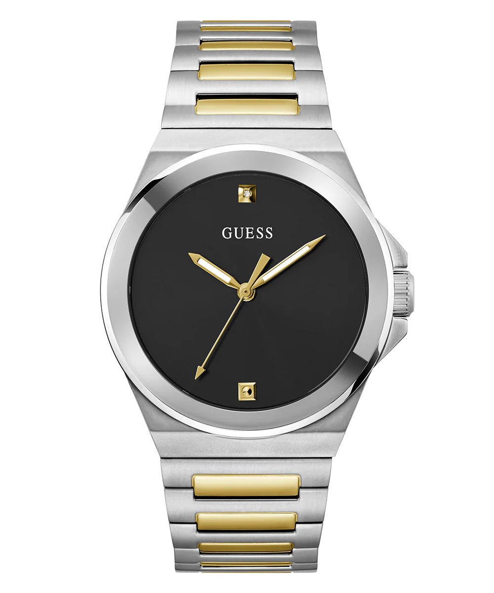 GUESS Mens 2-Tone Silver Tone Analog Watch