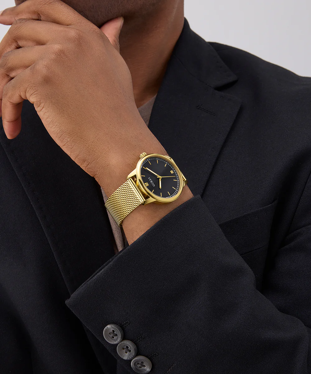 GUESS Mens Gold Tone Analog Watch