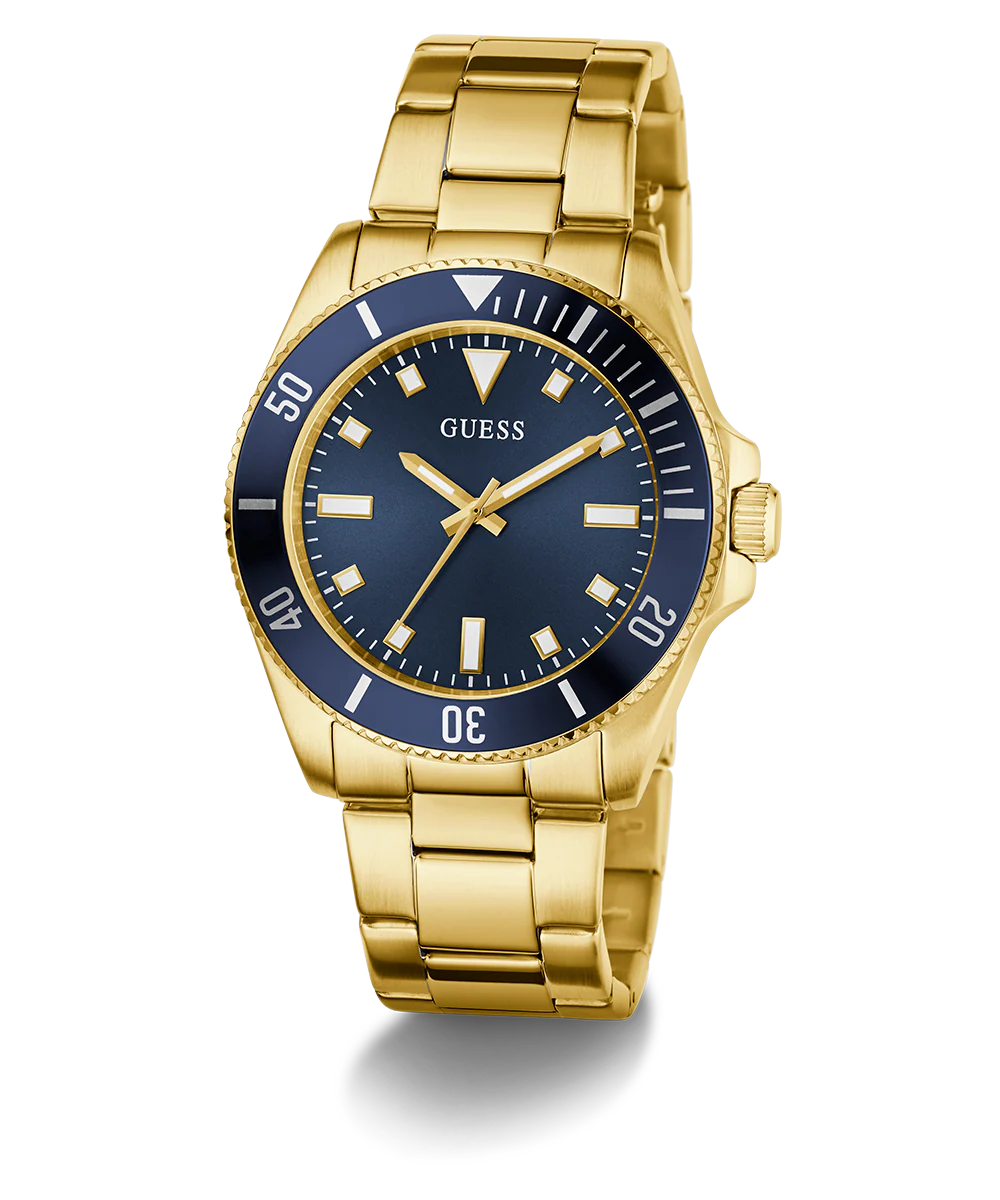 GUESS Mens Gold Tone Analog Watch