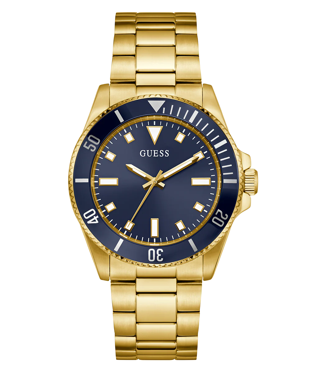 GUESS Mens Gold Tone Analog Watch