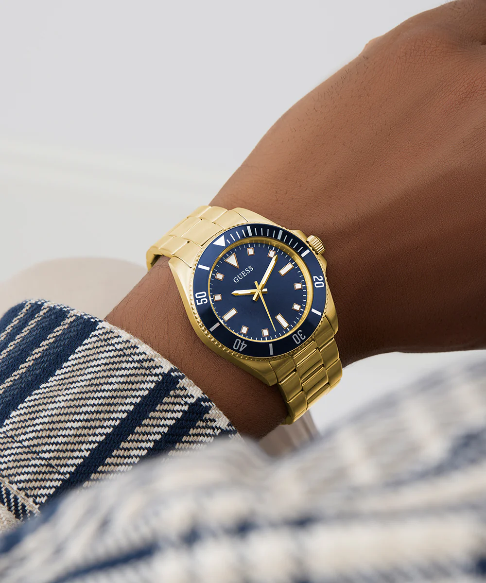 GUESS Mens Gold Tone Analog Watch