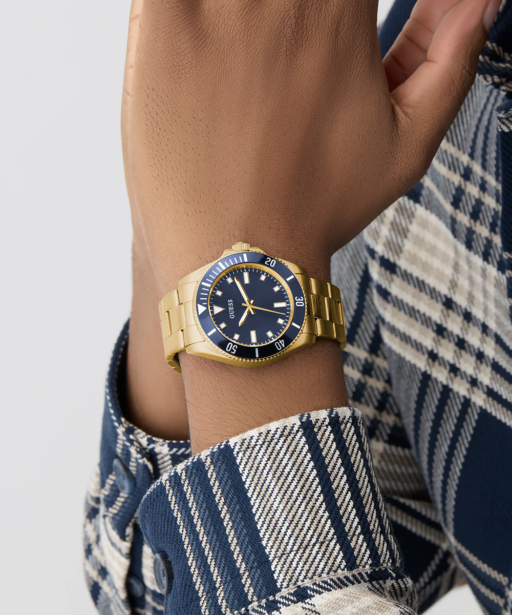 GUESS Mens Gold Tone Analog Watch