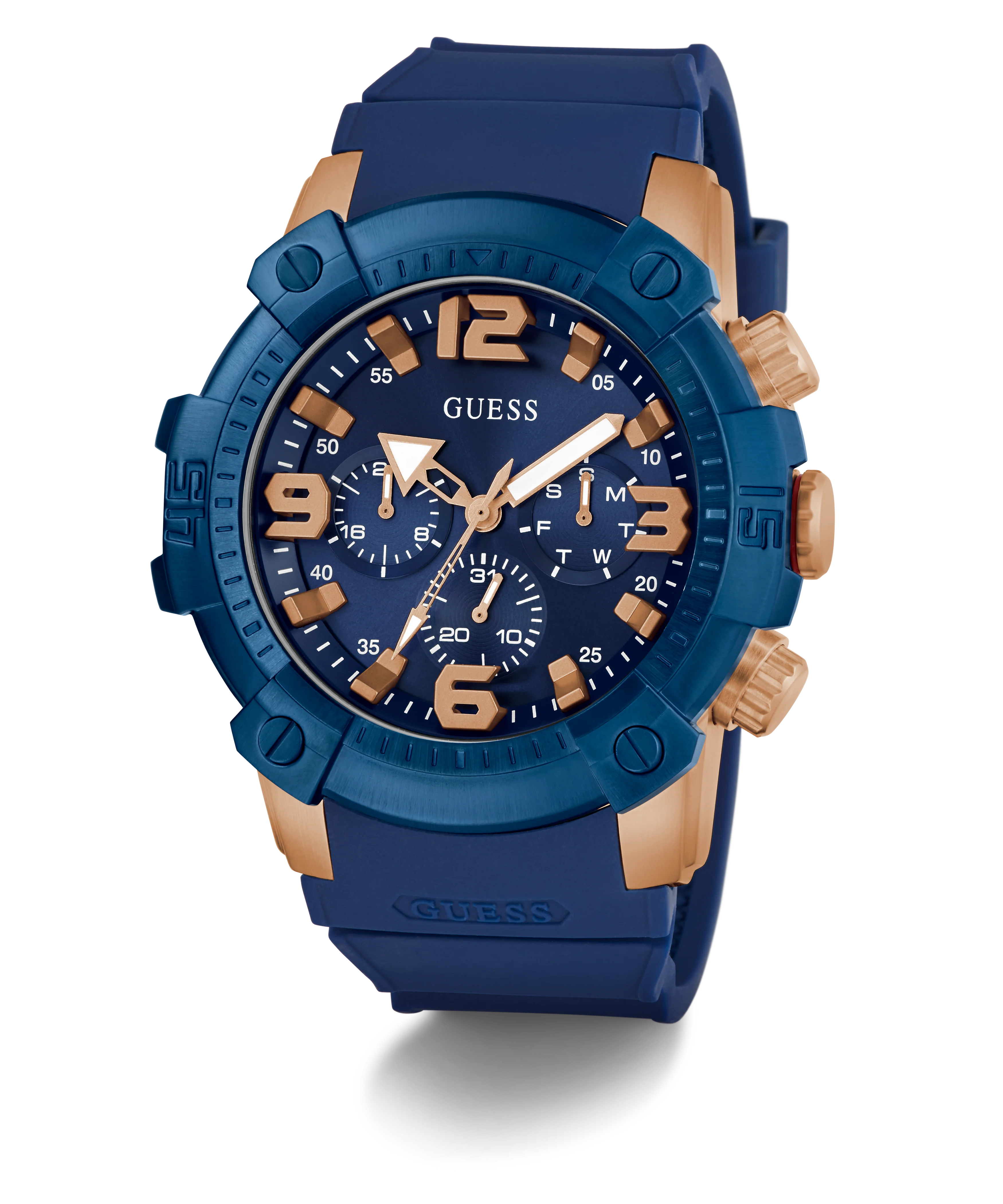 GUESS Mens Blue 2-Tone Multi-function Watch