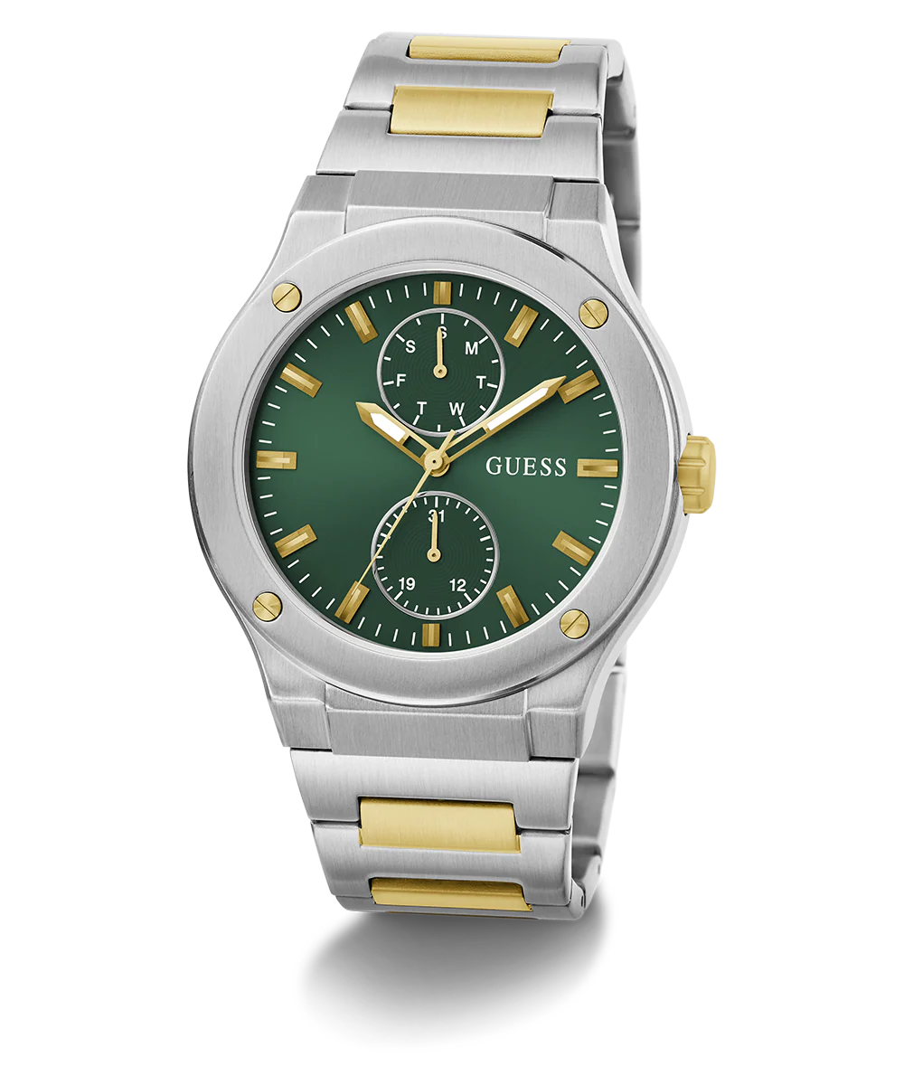 GUESS Mens Silver Tone Multi-function Watch