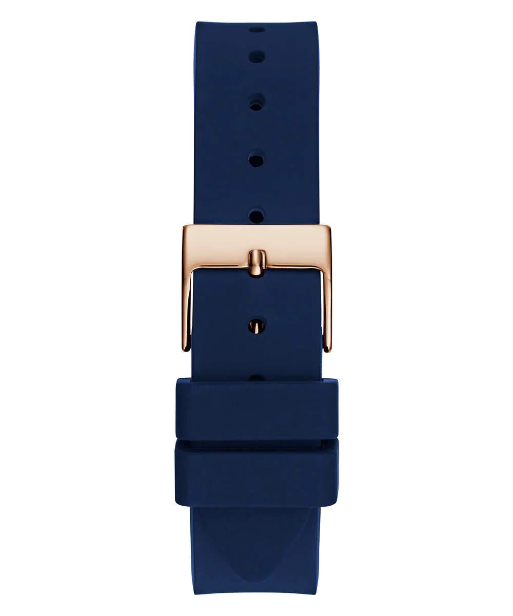 GUESS Ladies Blue Rose Gold Tone Analog Watch