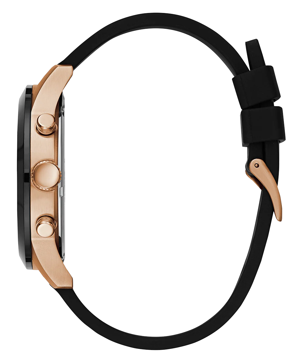 GUESS Mens Black Rose Gold Tone Chronograph Watch