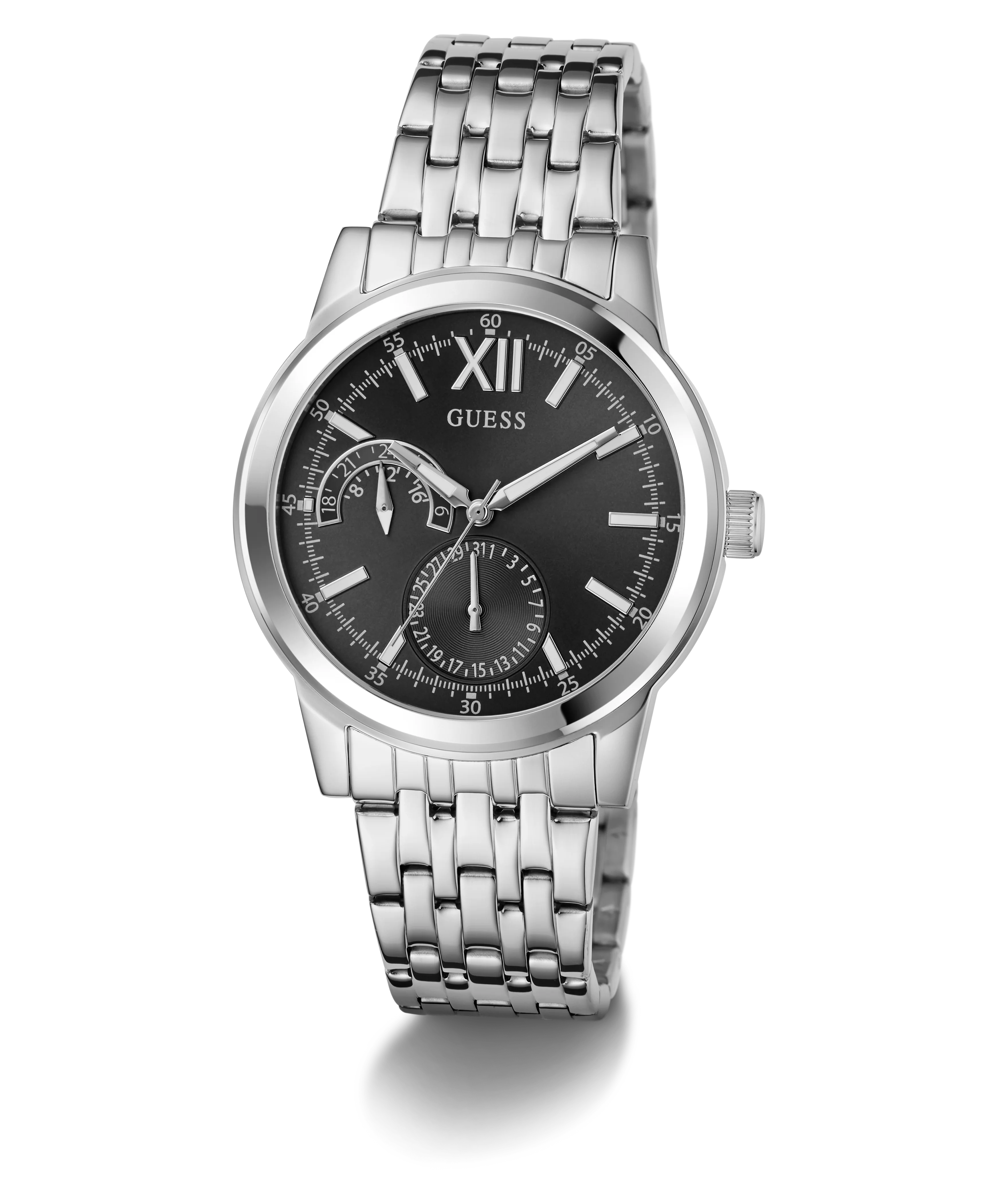79-guess-mens-silver-tone-multi-function-watch-1.webp GUESS Mens Silver Tone Multi-function Watch