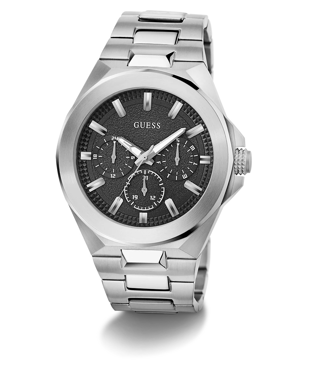 GUESS Mens Silver Tone Multi-function Watch