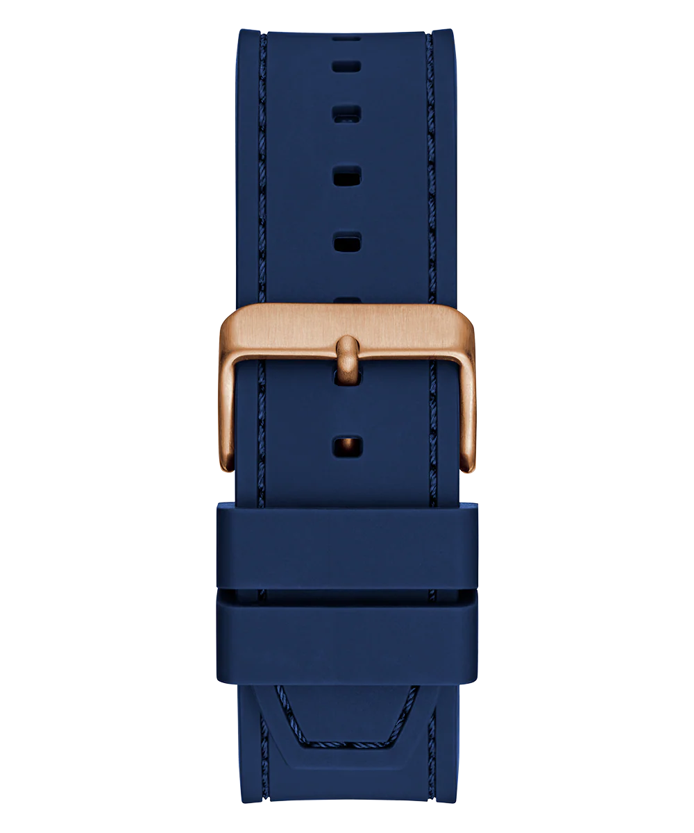GUESS Mens Blue Rose Gold Tone Analog Watch