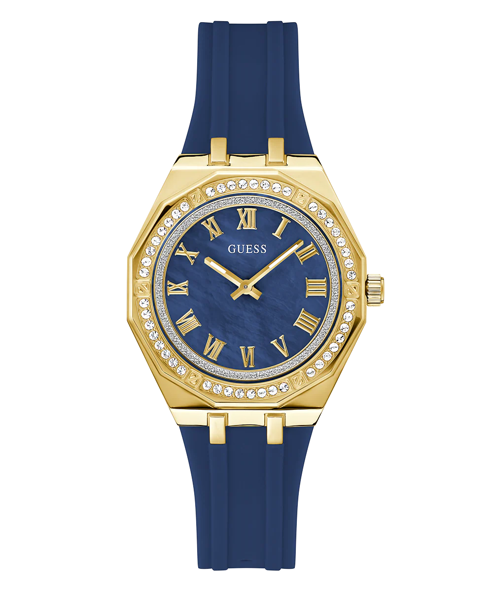 GUESS Ladies Blue Gold Tone Analog Watch