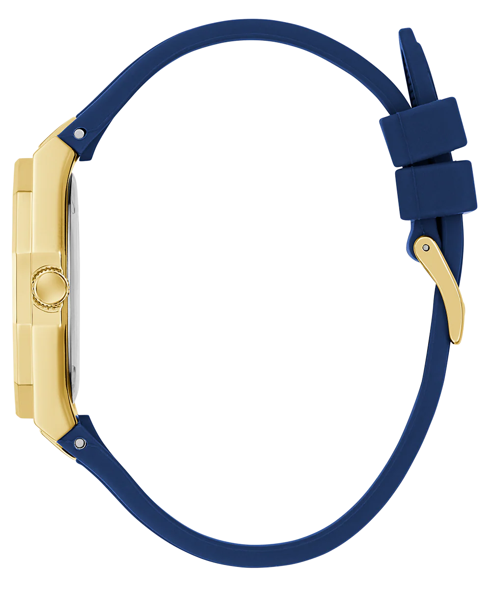 GUESS Ladies Blue Gold Tone Analog Watch