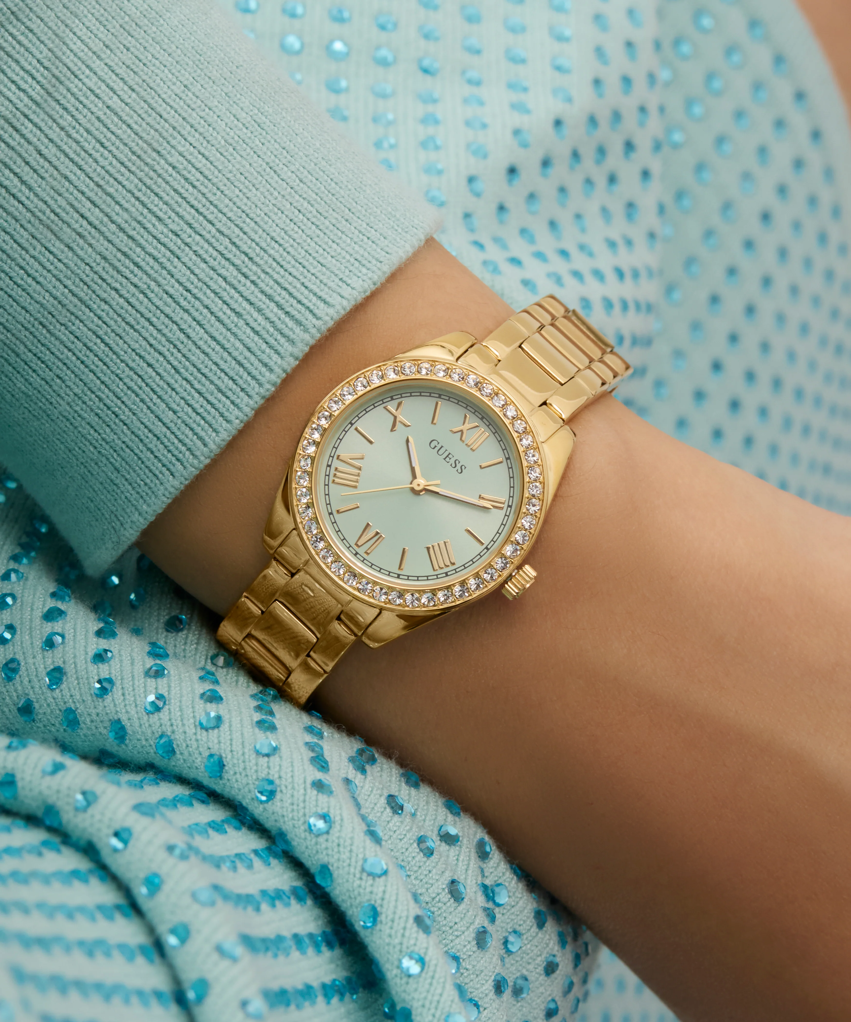 GUESS Mini Luna Ladies Gold Tone Analog Watch