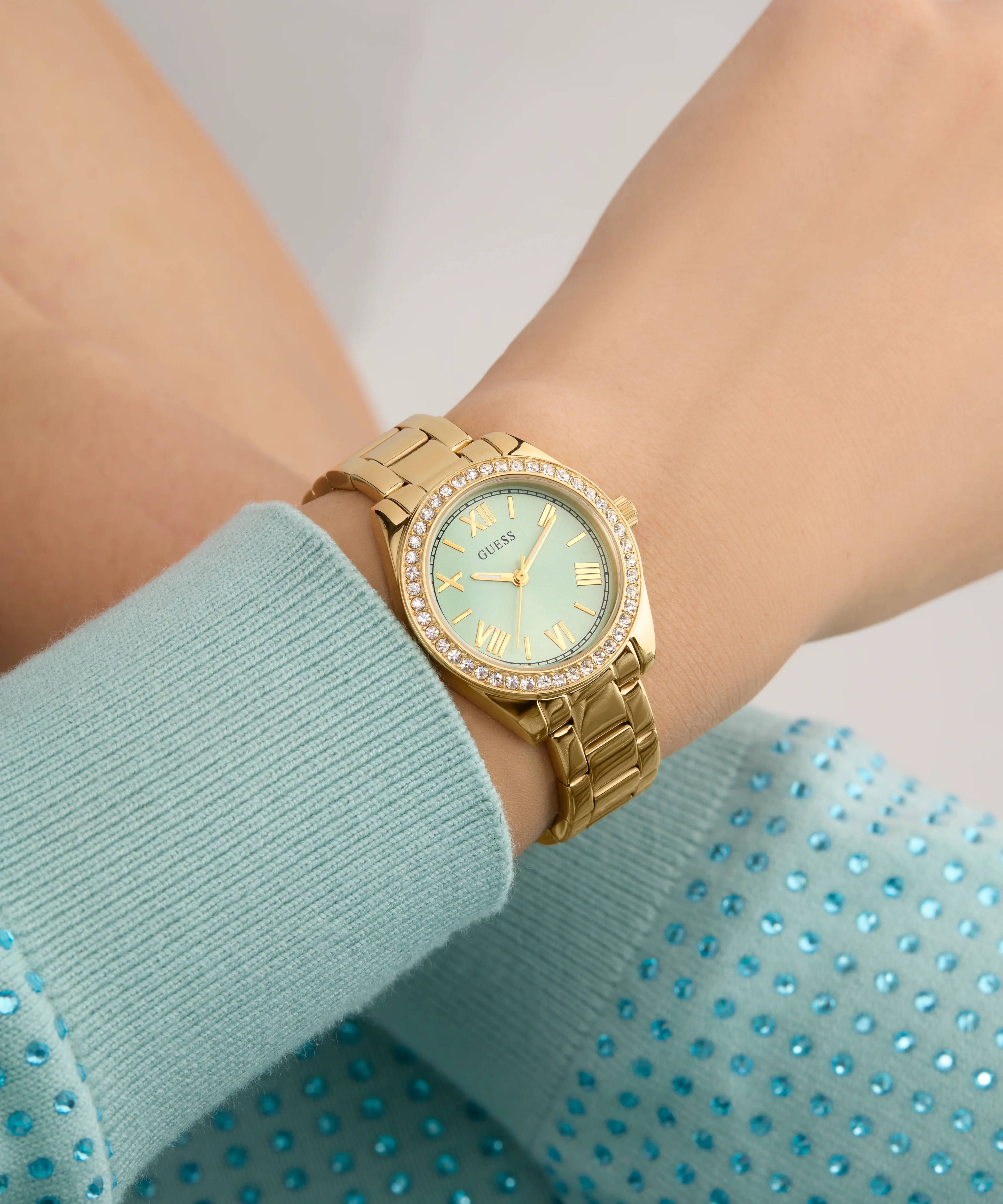 GUESS Mini Luna Ladies Gold Tone Analog Watch