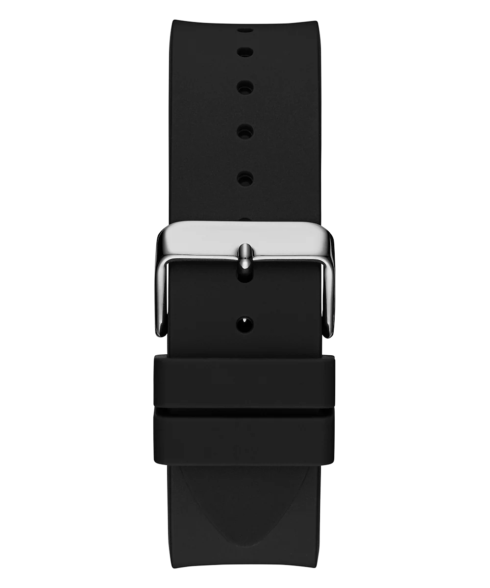 GUESS Mens Black Silver Tone Analog Watch