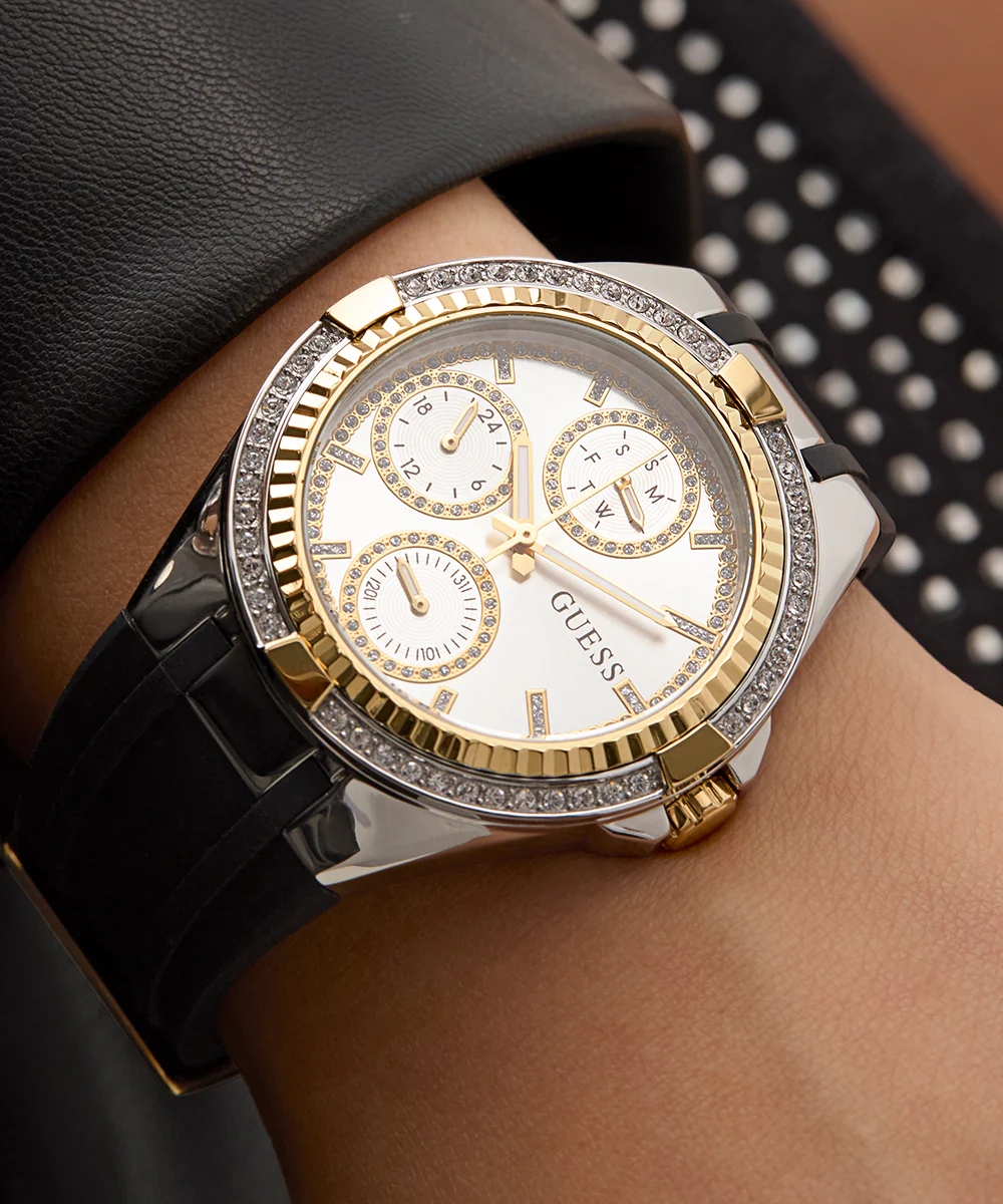 GUESS Ladies Black 2-Tone Multi-function Watch