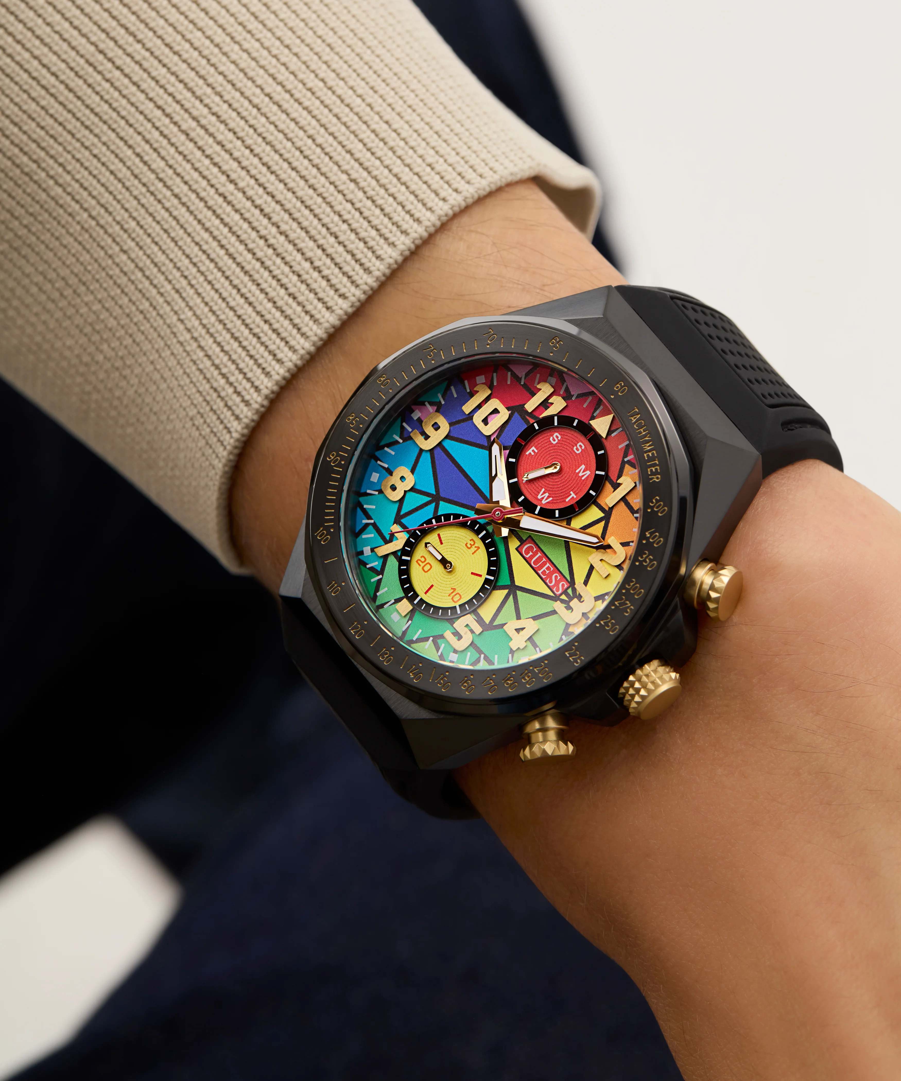 GUESS Mens Black Multi-function Watch