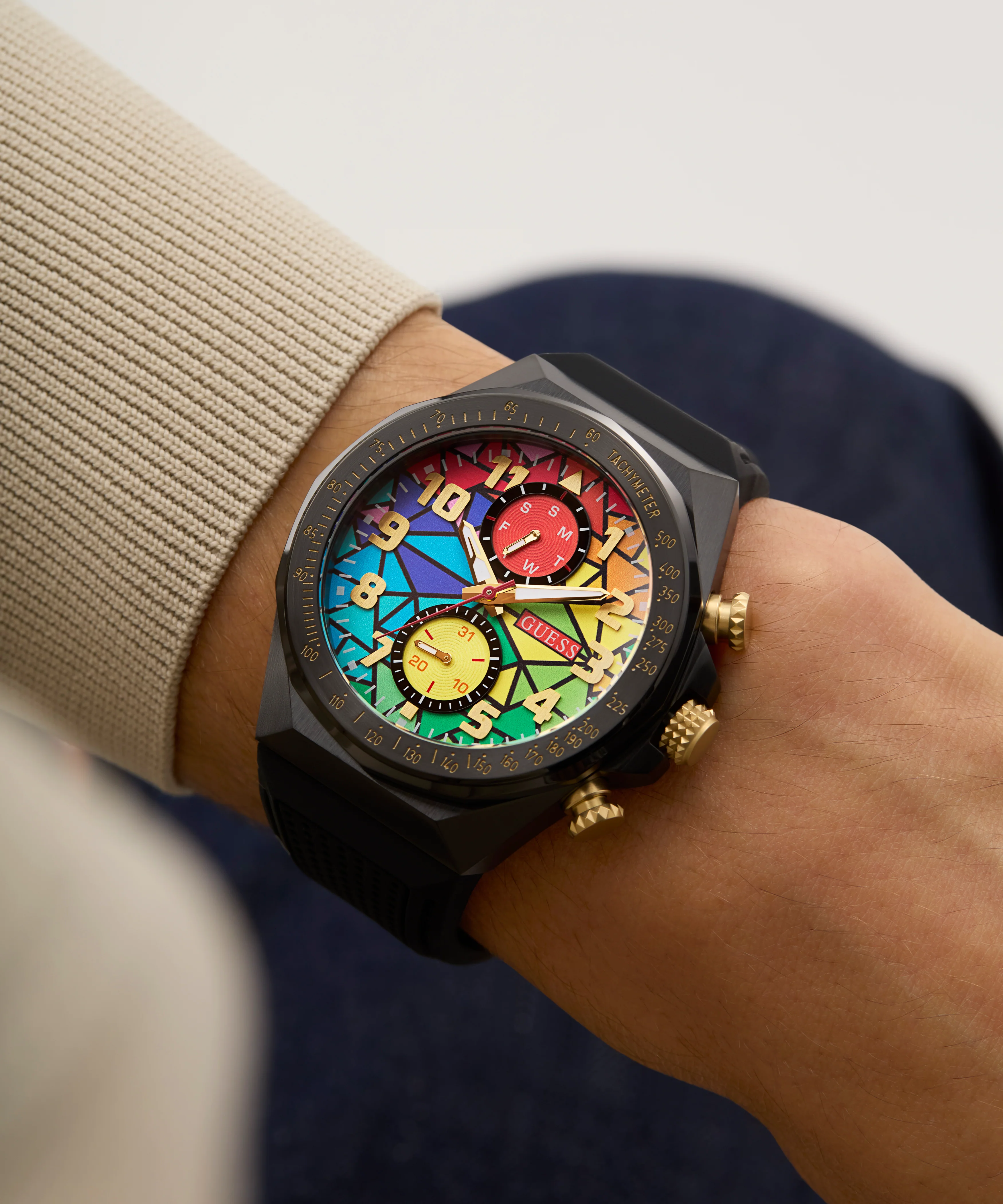 GUESS Mens Black Multi-function Watch