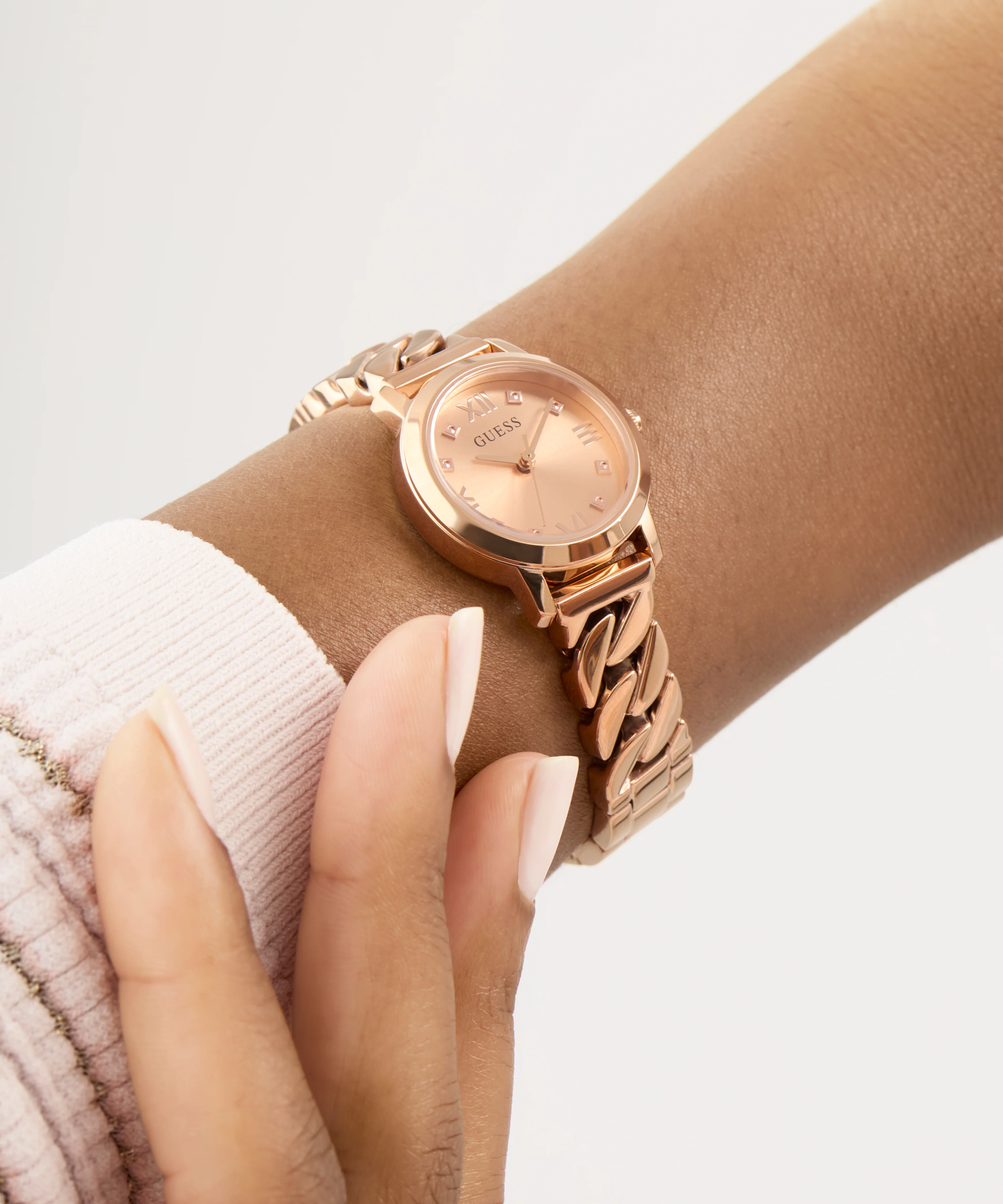 GUESS Ladies Rose Gold Tone Analog Watch