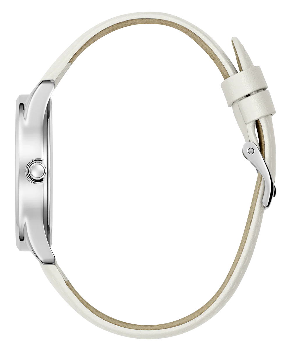 GUESS Ladies White Silver Tone Analog Watch