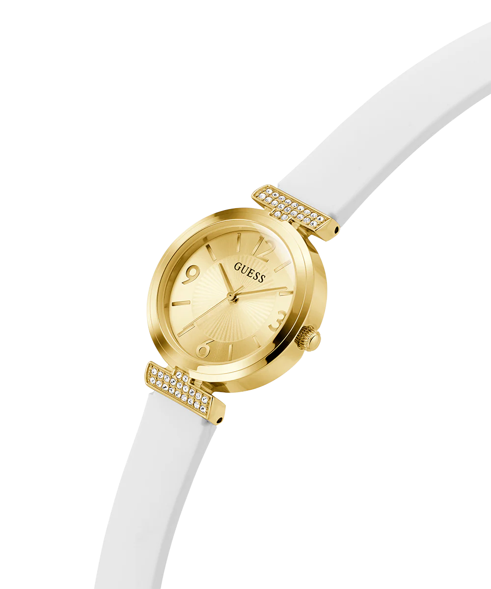 GUESS Ladies White Gold Tone Analog Watch