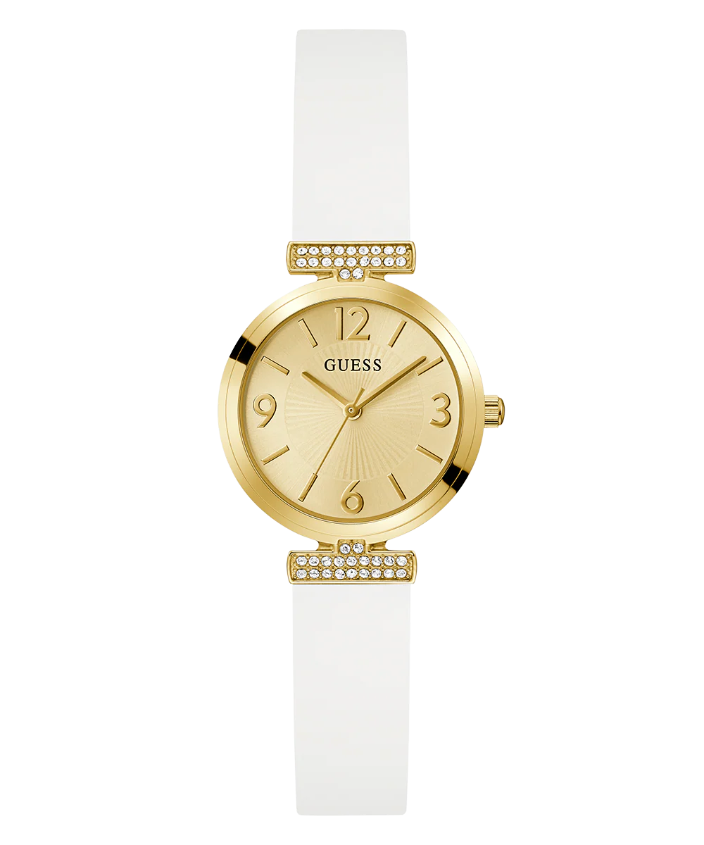 GUESS Ladies White Gold Tone Analog Watch