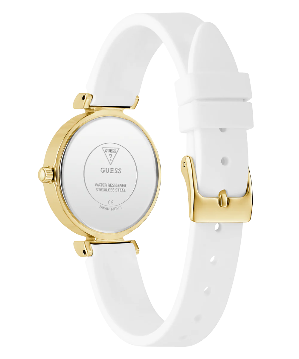 GUESS Ladies White Gold Tone Analog Watch