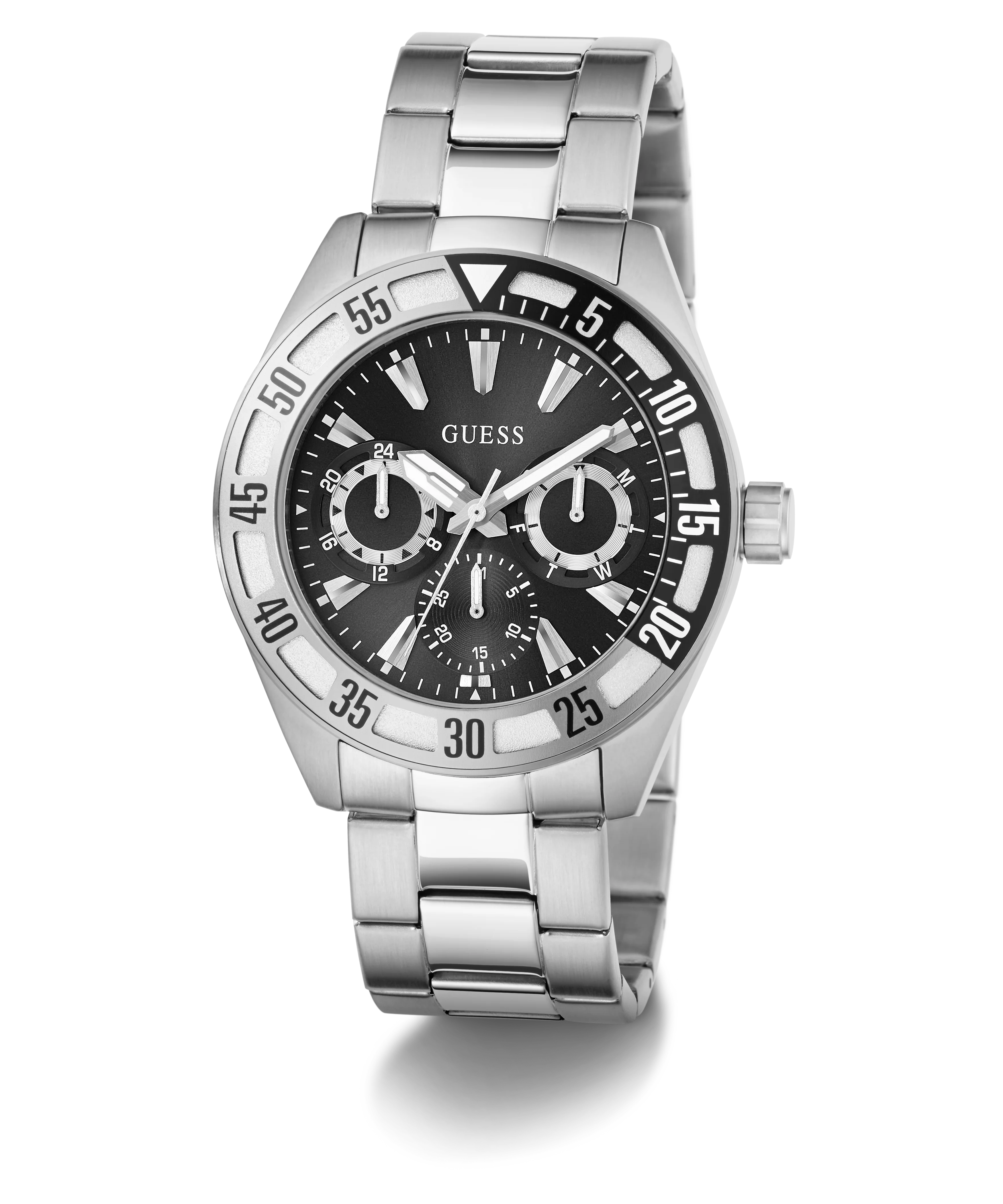 GUESS Mens Silver Tone Multi-function Watch