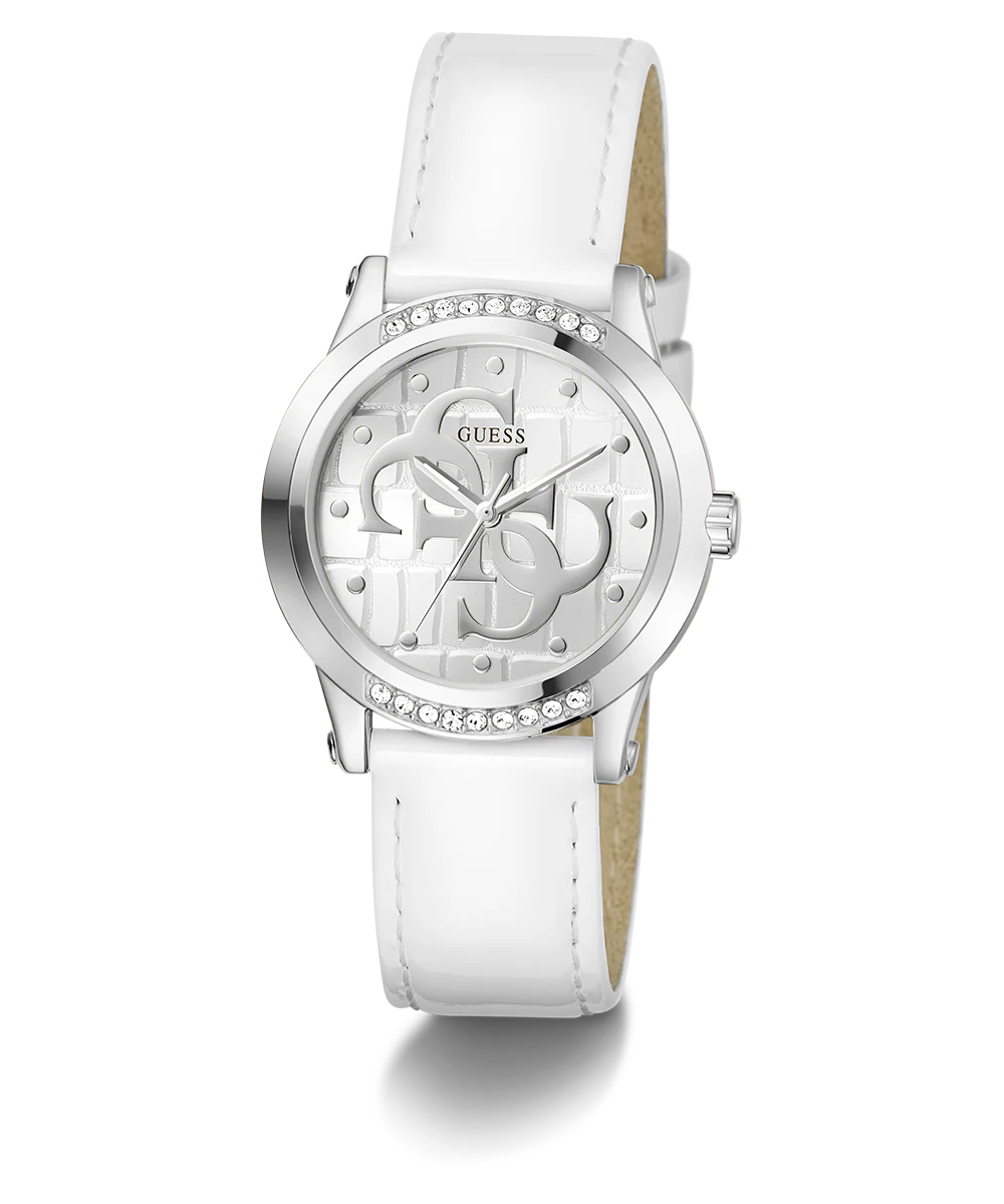 GUESS Ladies White Silver Tone Analog Watch
