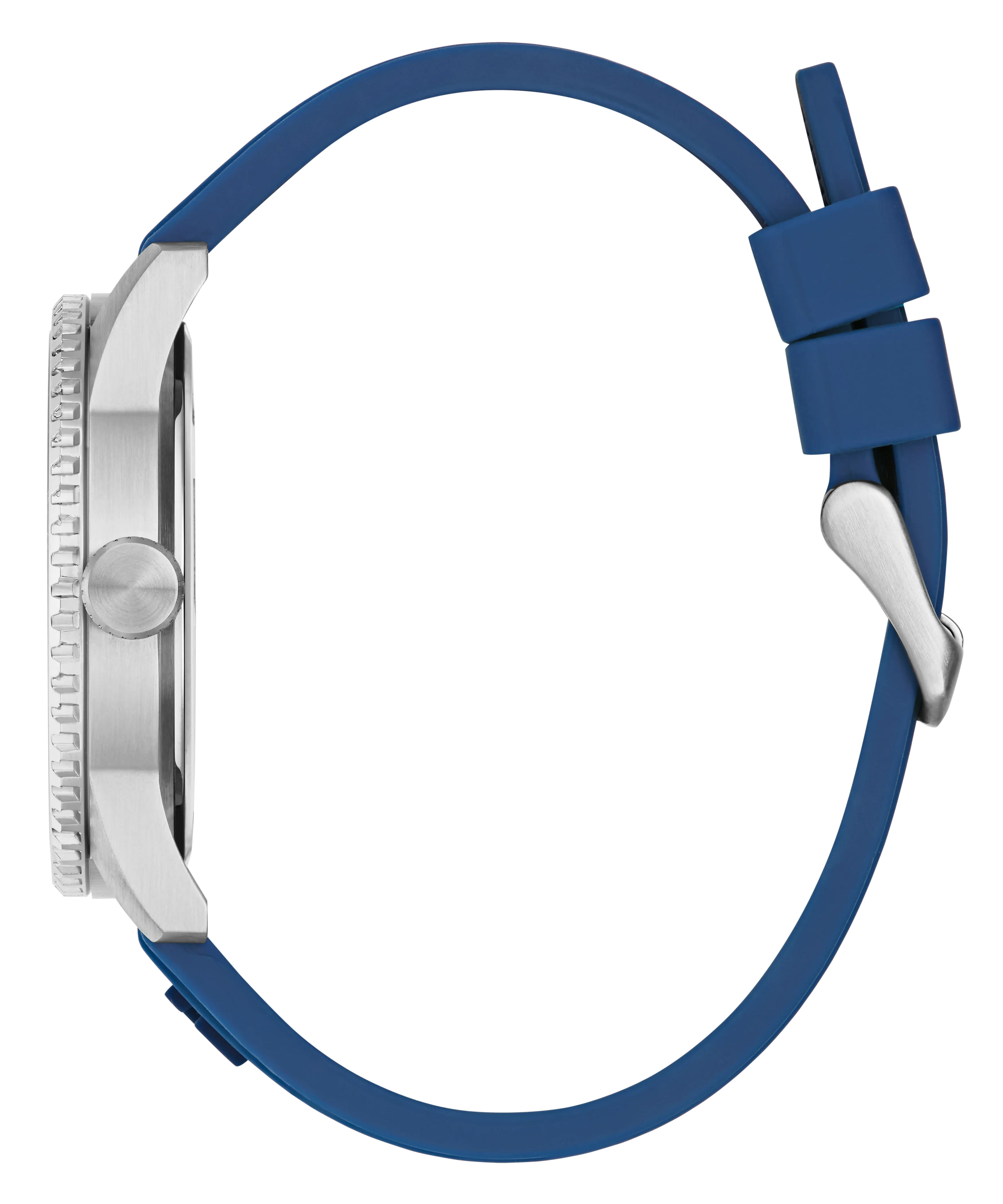 GUESS Mens Blue Silver Tone Analog Watch