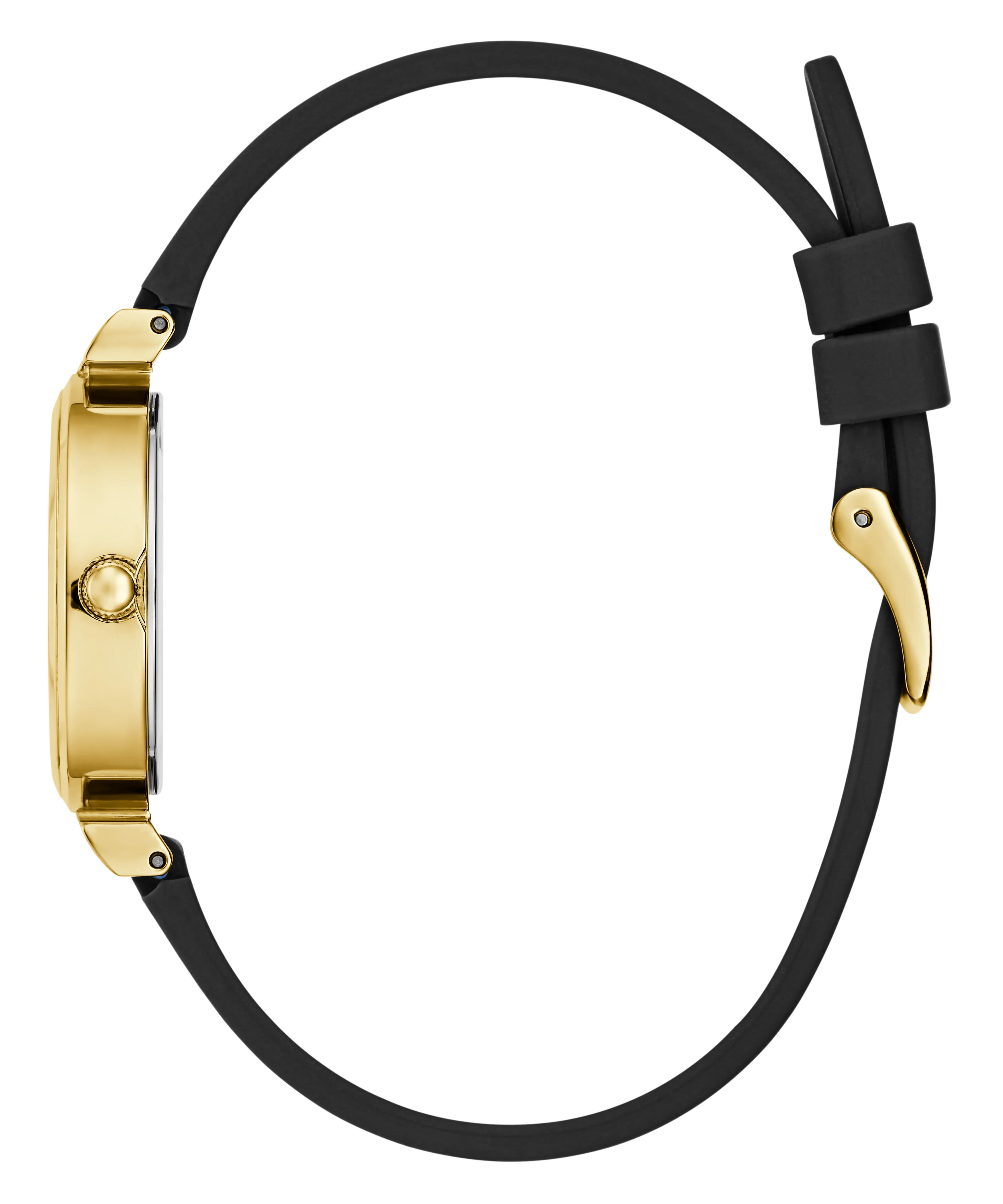 GUESS Ladies Black Gold Tone Analog Watch