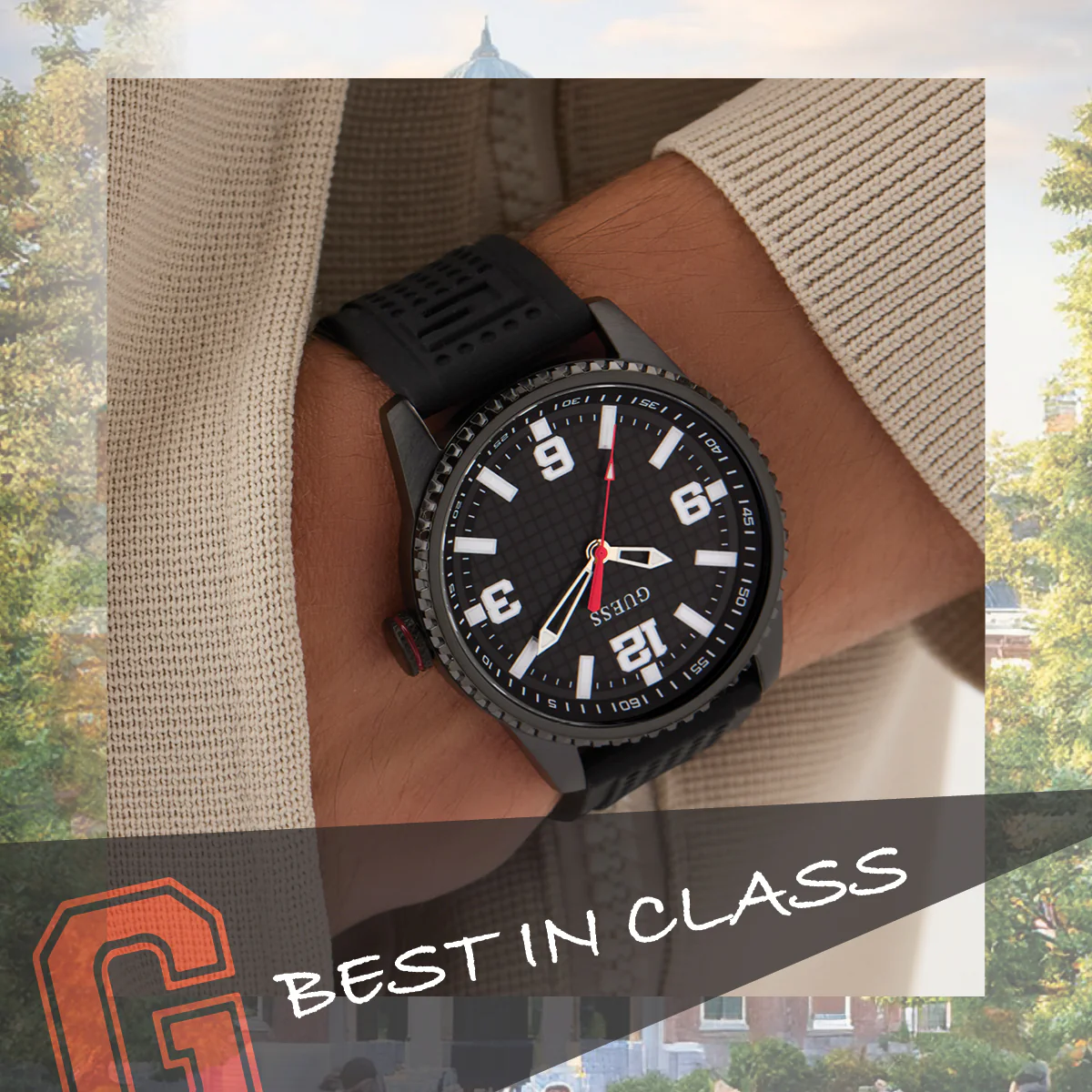 GUESS Mens Black Analog Watch