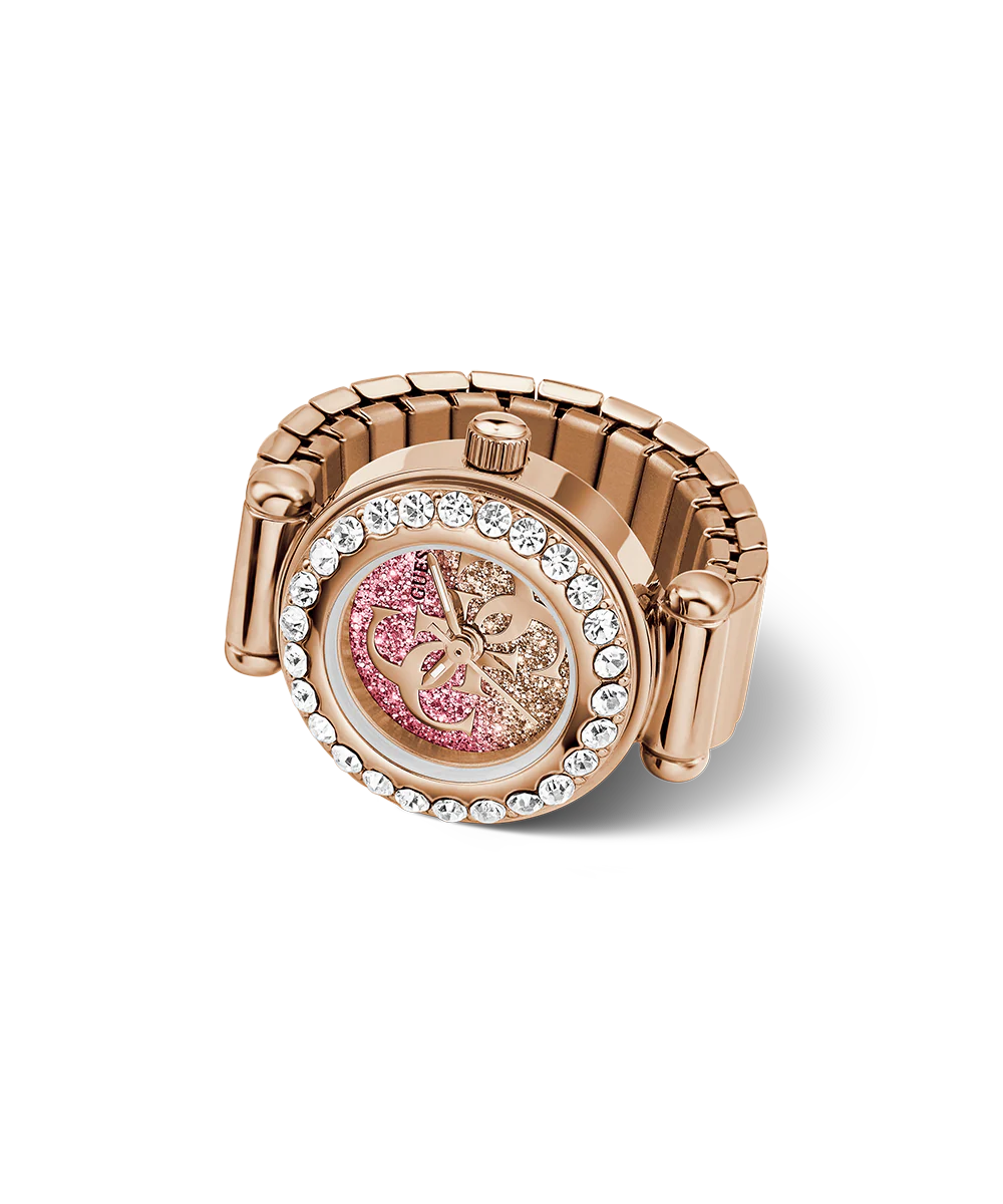 GUESS Ladies Large Anna Rose Gold Tone Analog Watch Ring
