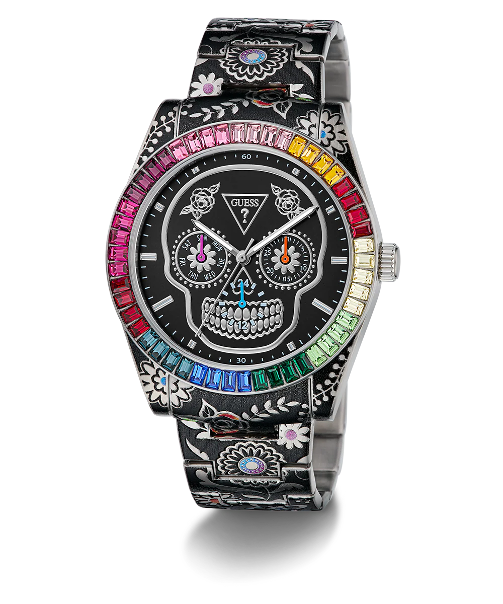 917-guess-mens-day-of-the-dead-silver-tone-multi-function-watch-1.webp GUESS Mens Day Of The Dead Silver Tone Multi-function Watch