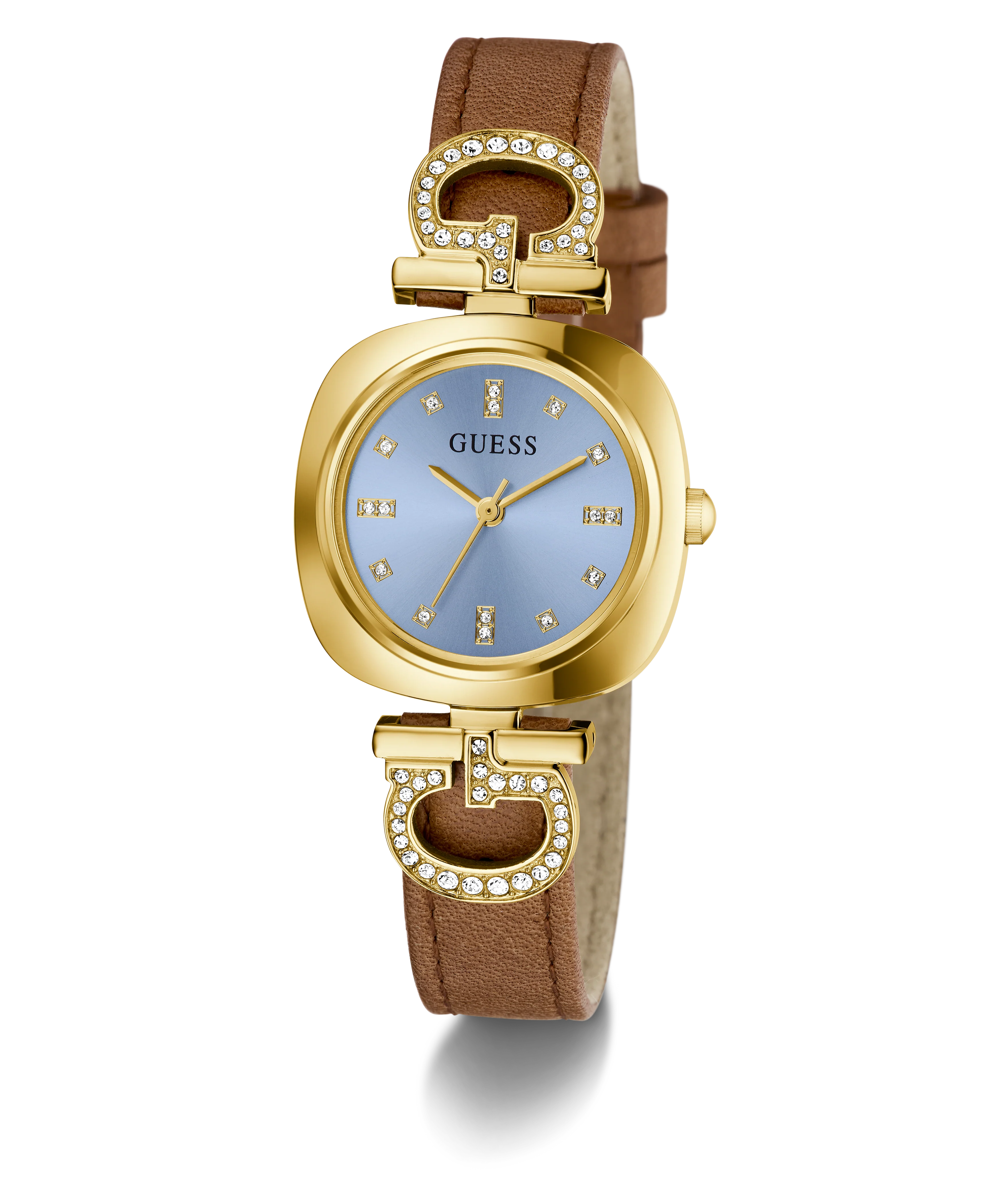 GUESS Ladies Brown Gold Tone Analog Watch