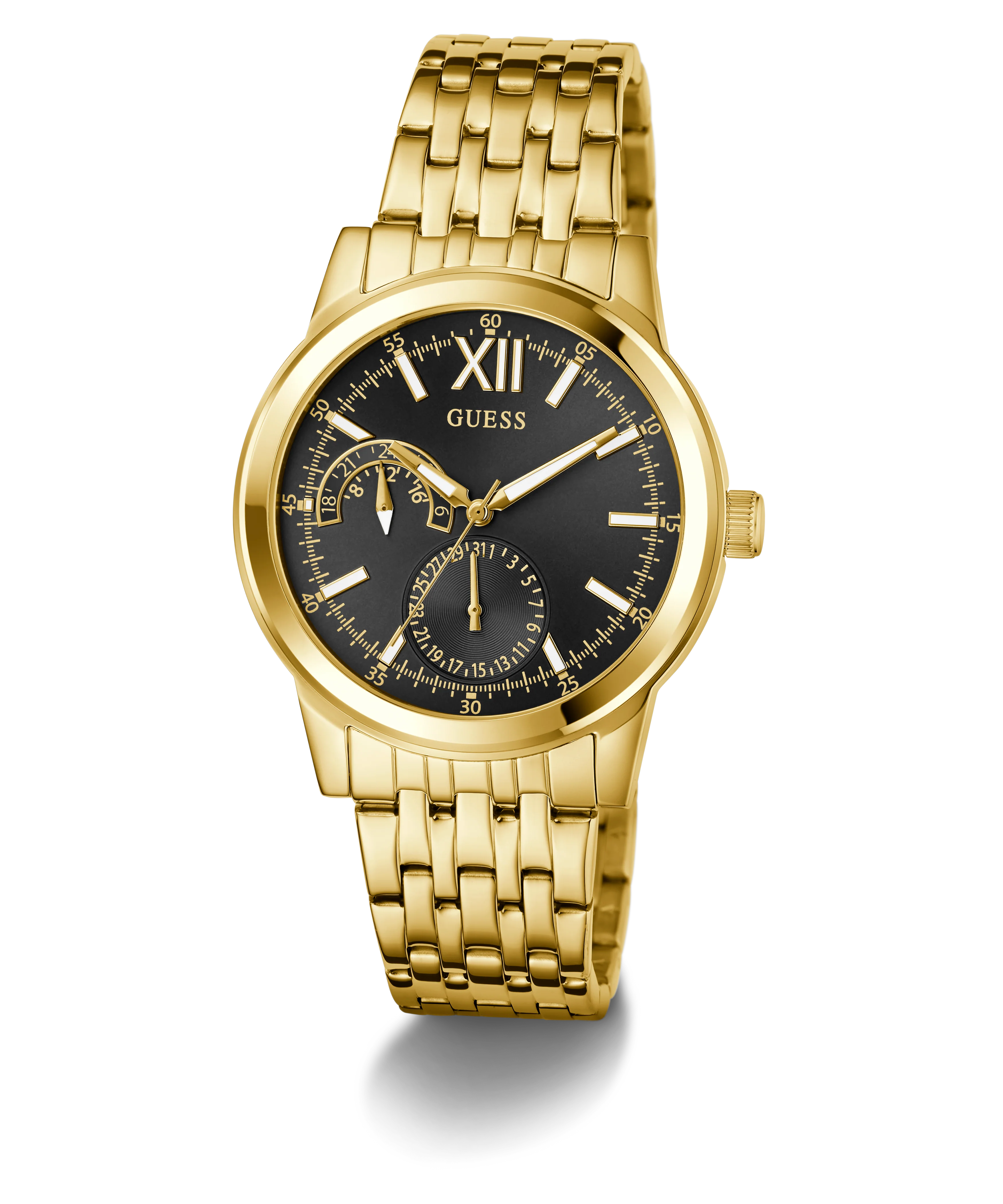 GUESS Mens Gold Tone Multi-function Watch