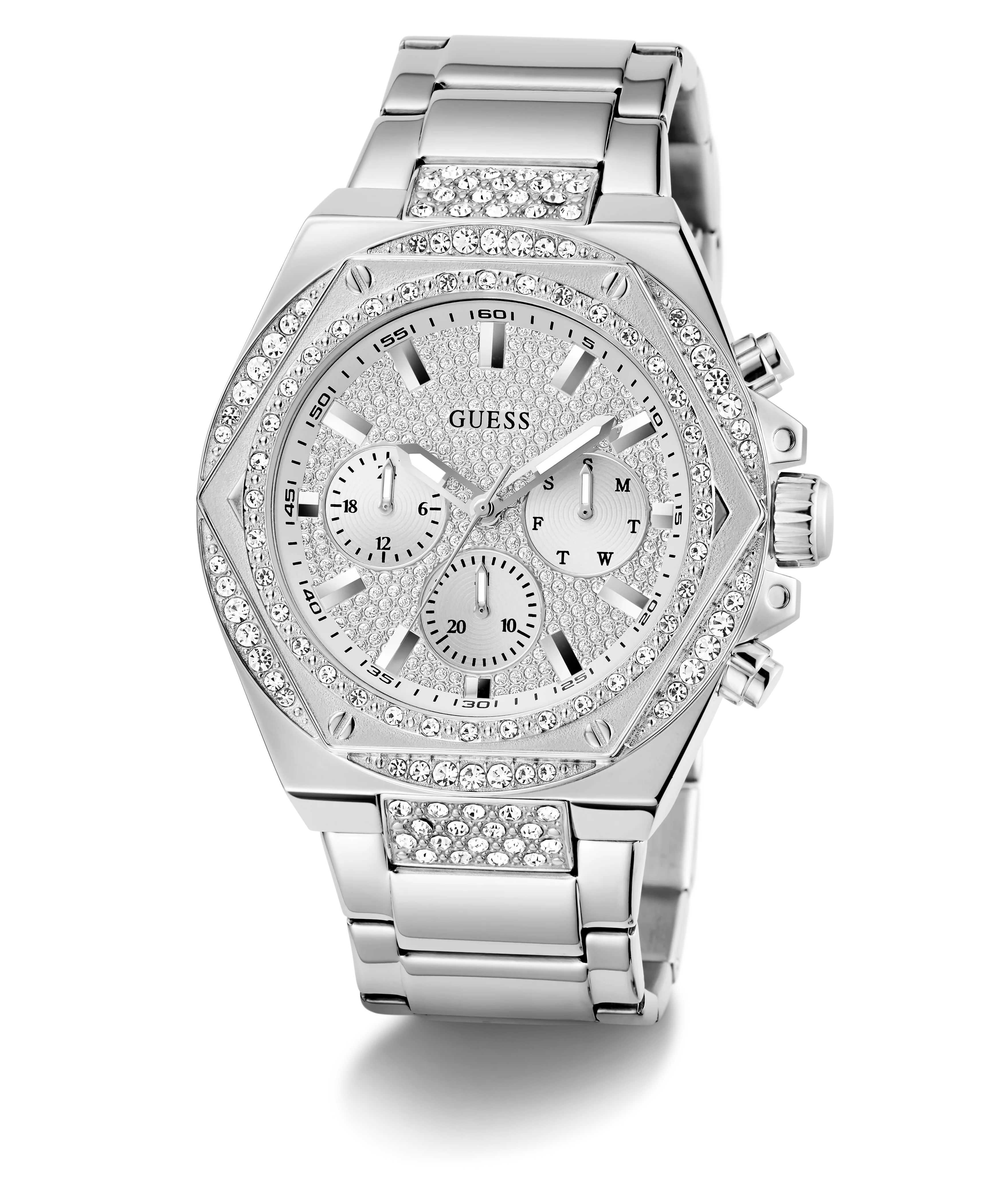 GUESS Mens Silver Tone Multi-function Watch