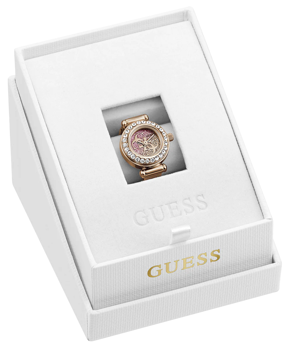 GUESS Ladies Small Anna Rose Gold Tone Analog Watch Ring