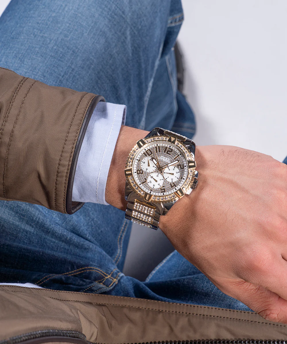 GUESS Mens Silver Tone/Gold Tone Multi-function Watch