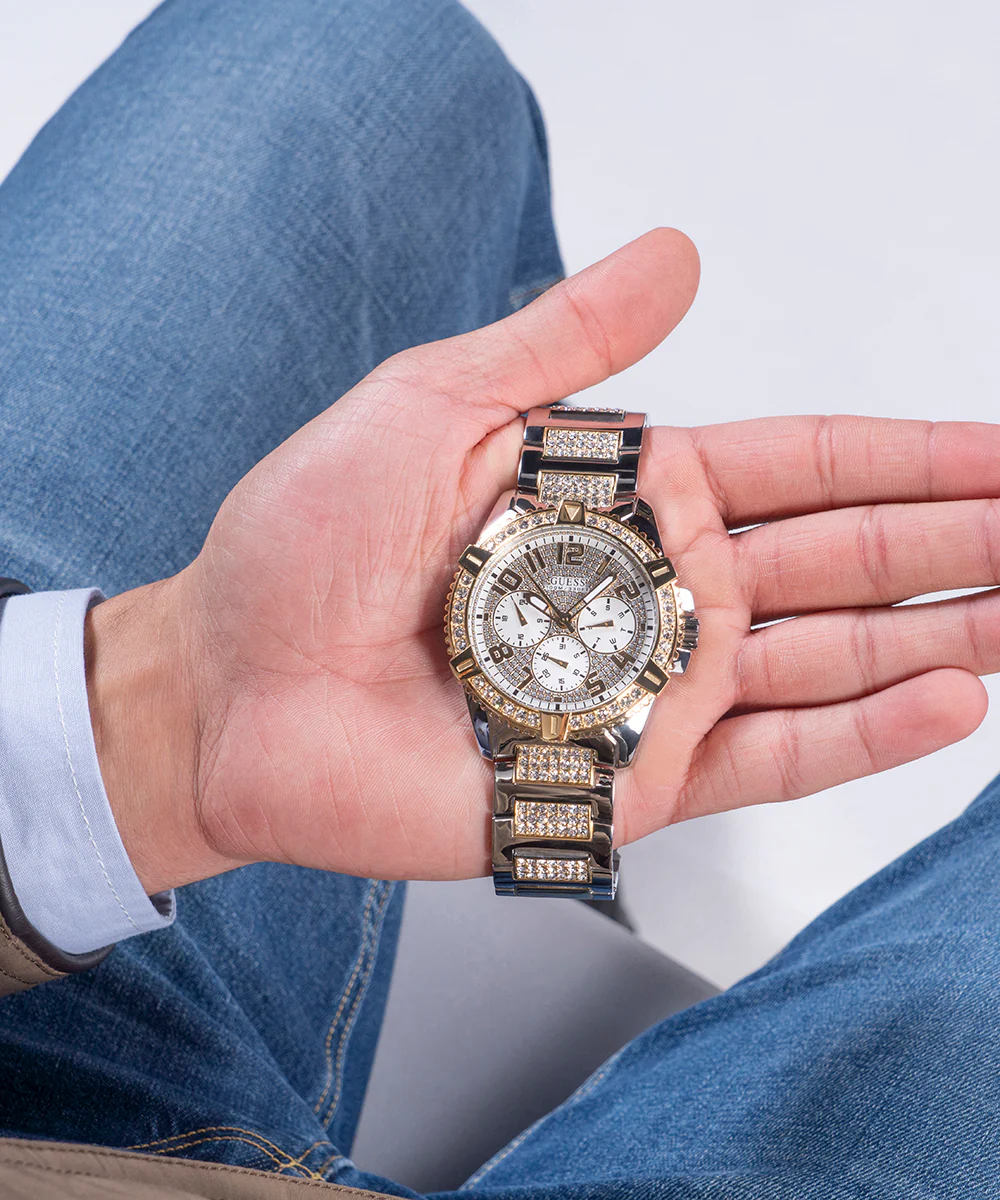 GUESS Mens Silver Tone/Gold Tone Multi-function Watch