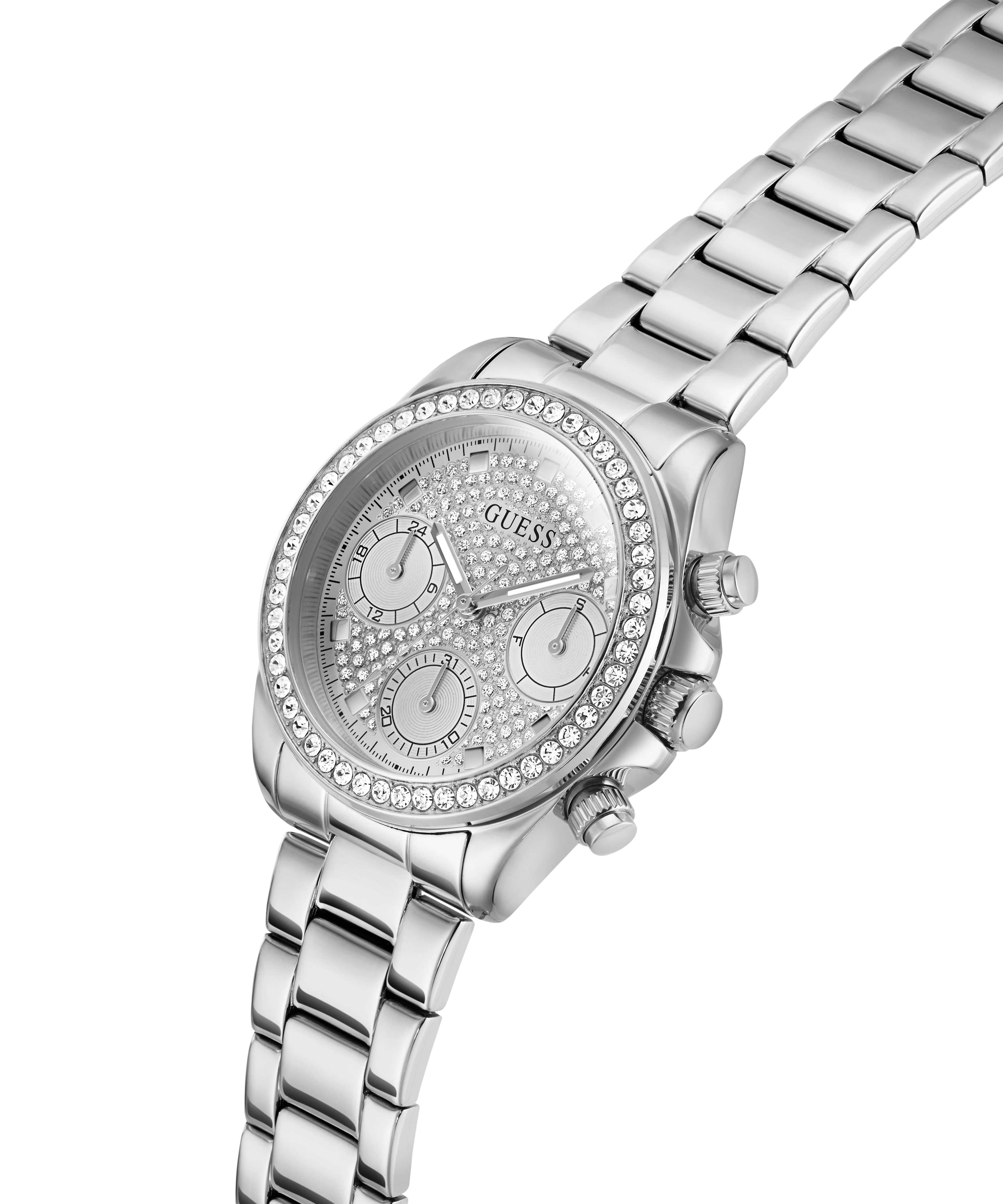 GUESS Ladies Victoria Silver Tone Analog Watch
