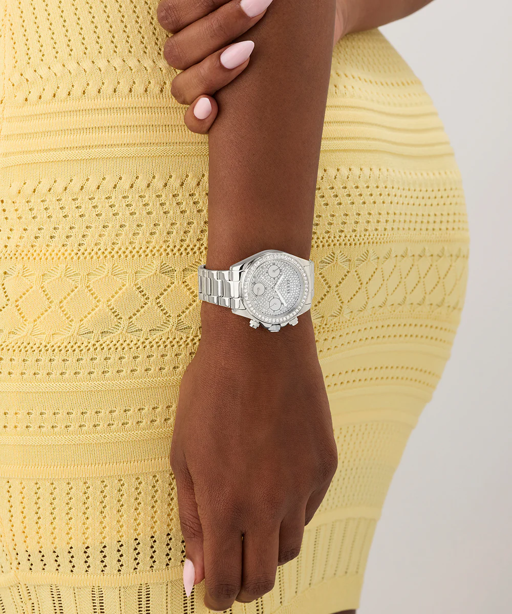 GUESS Ladies Victoria Silver Tone Analog Watch