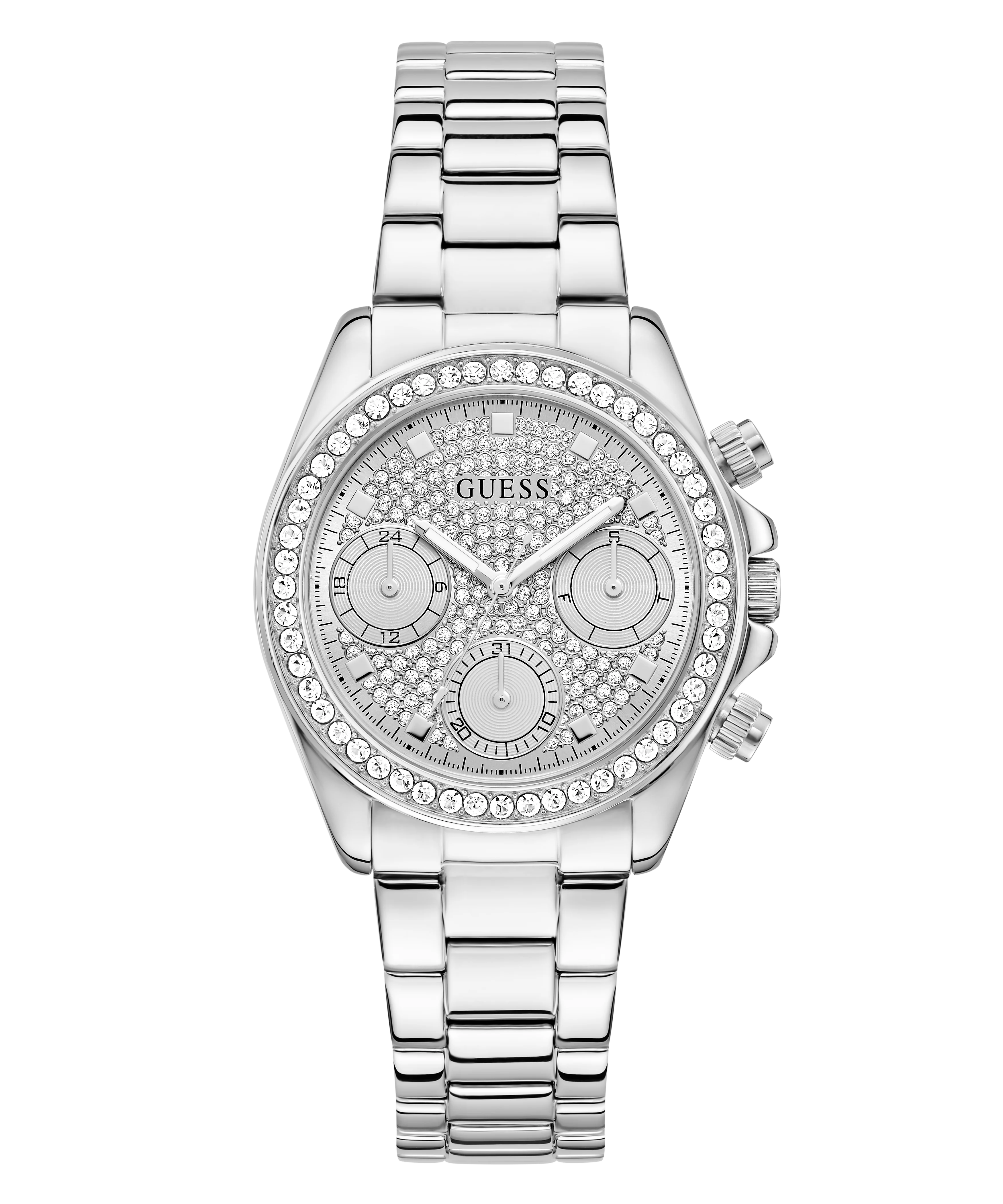GUESS Ladies Victoria Silver Tone Analog Watch