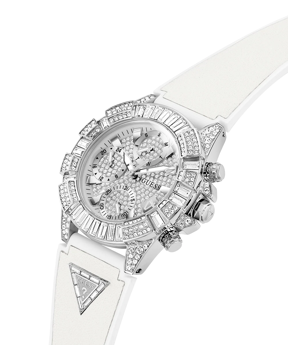 40th Anniversary Special Edition GUESS Ladies White Silver Tone Multi-function Watch