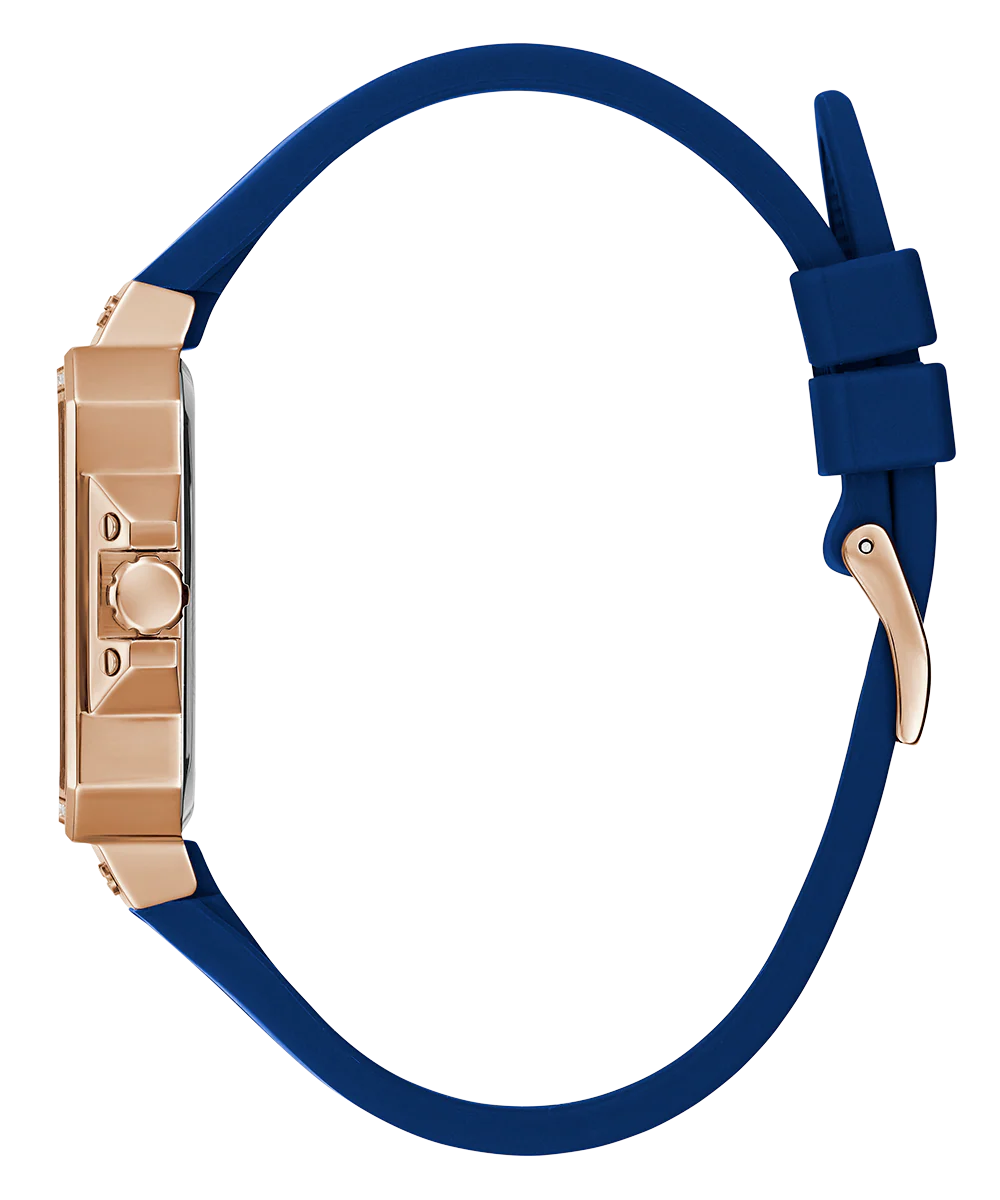 GUESS Ladies Blue Rose Gold Tone Multi-function Watch