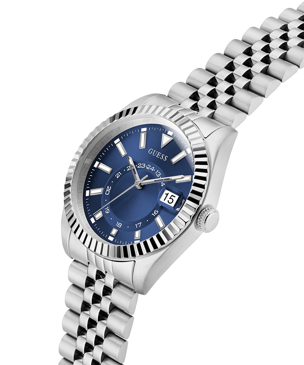 GUESS Mens Jaden Silver Tone Multi-function Date Watch
